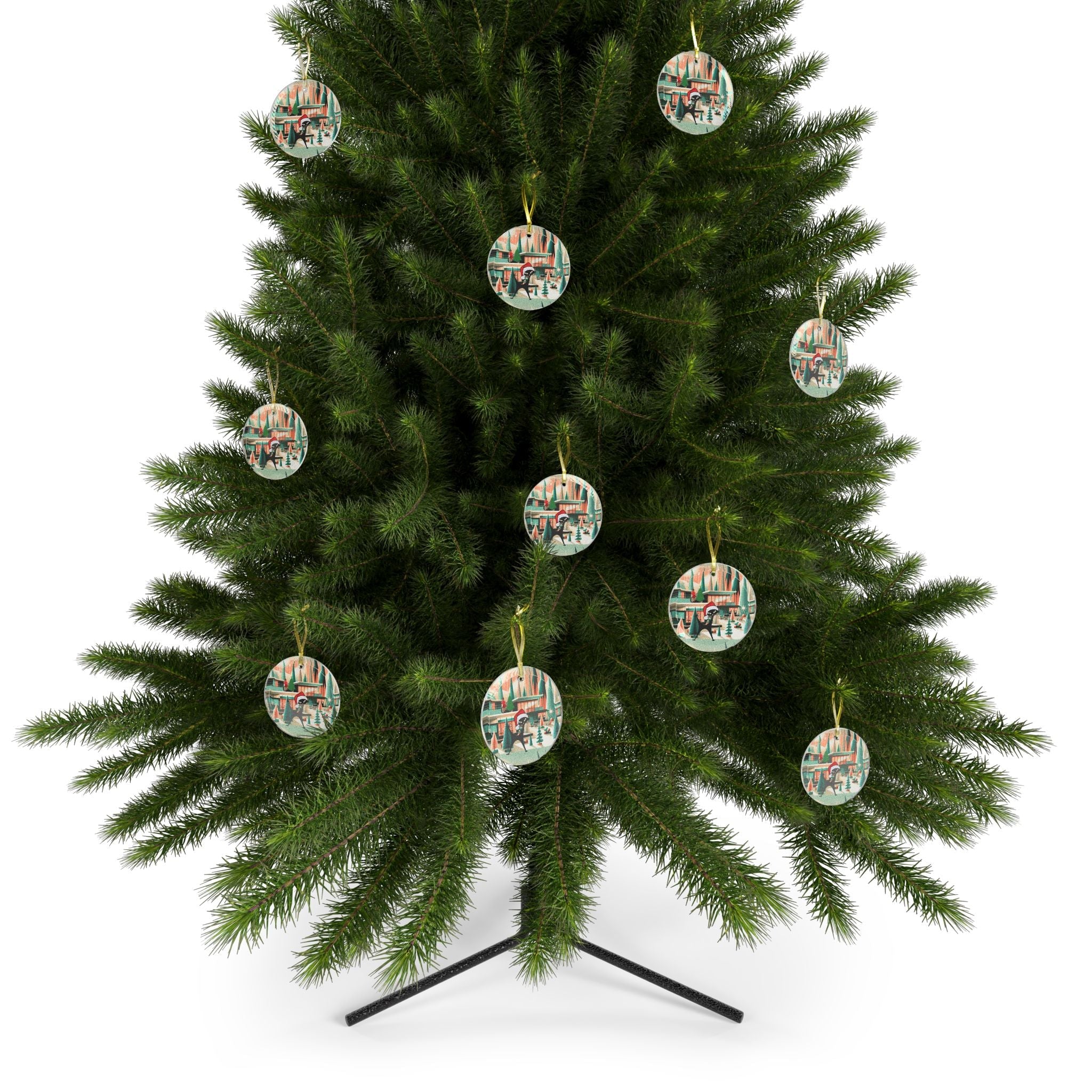 Kate McEnroe New York Atomic Cat Mod Christmas Glass Ornament, Mid Century Modern Holiday Tree Accent, Retro 50s Festive MCM DecorationOrnaments12628235345574155421