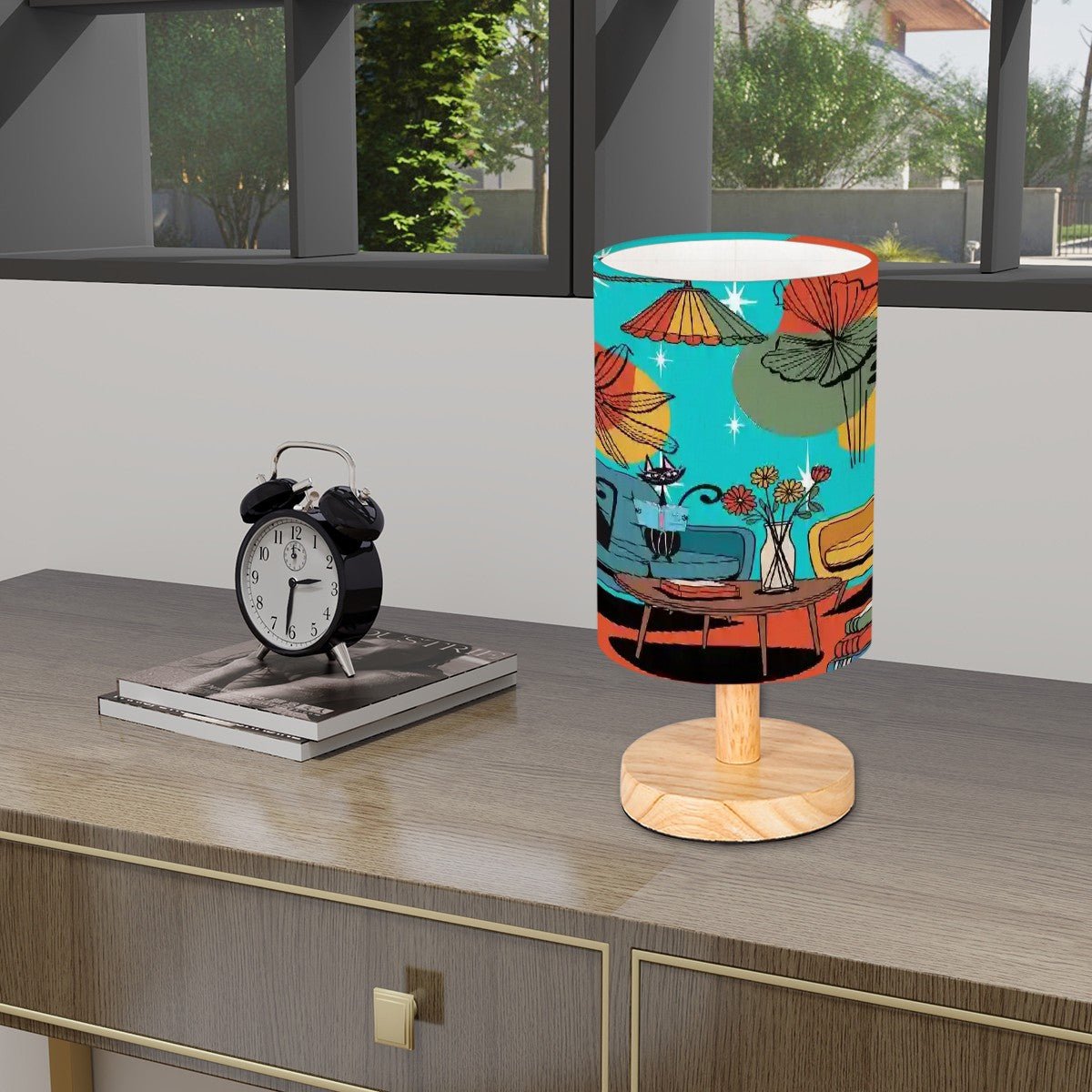 Kate McEnroe New York Atomic Cat Mod Lounge Table Lamp, Mid Century Modern Desk LightDesk LampsUI2IUkjvq2