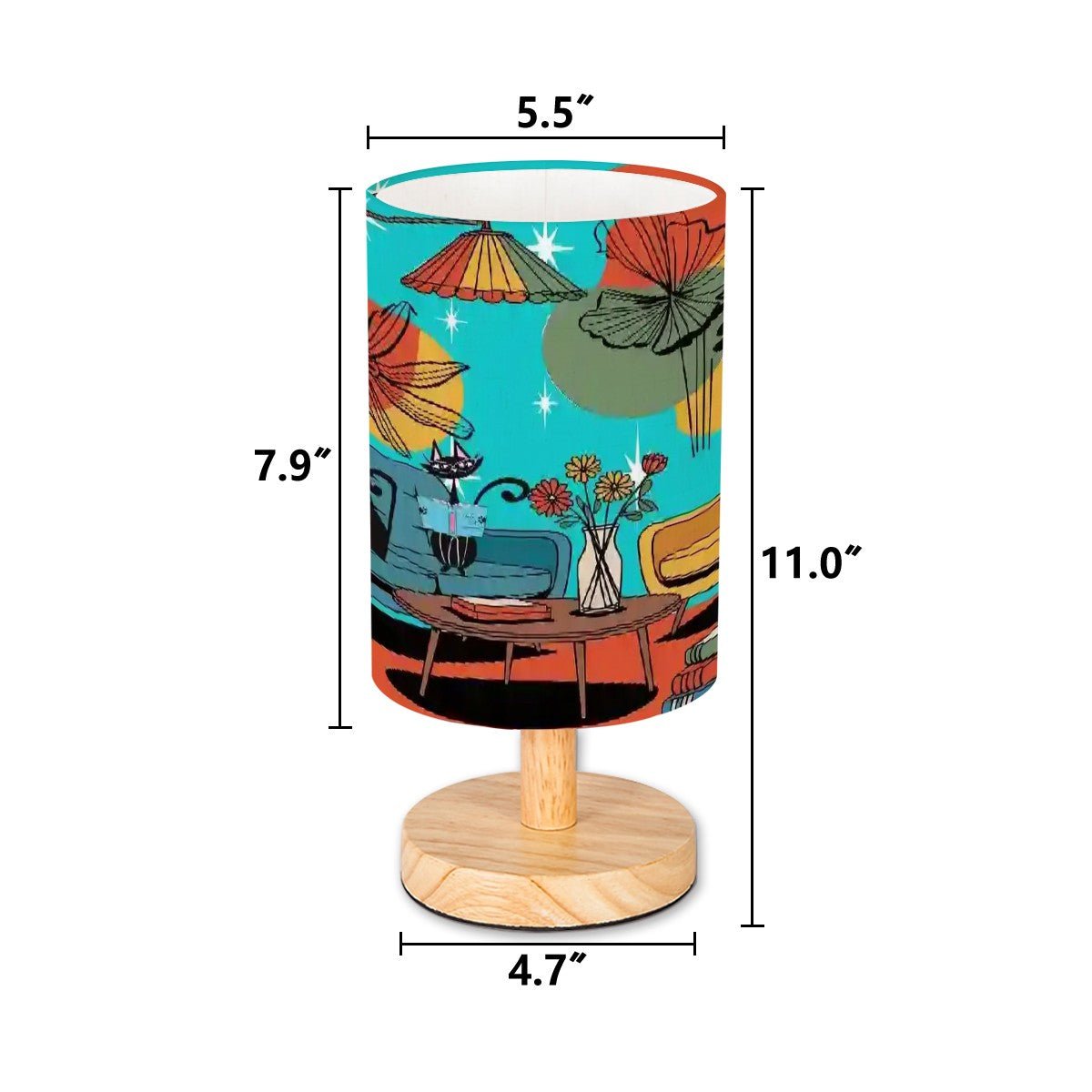 Kate McEnroe New York Atomic Cat Mod Lounge Table Lamp, Mid Century Modern Desk LightDesk LampsUI2IUkjvq2