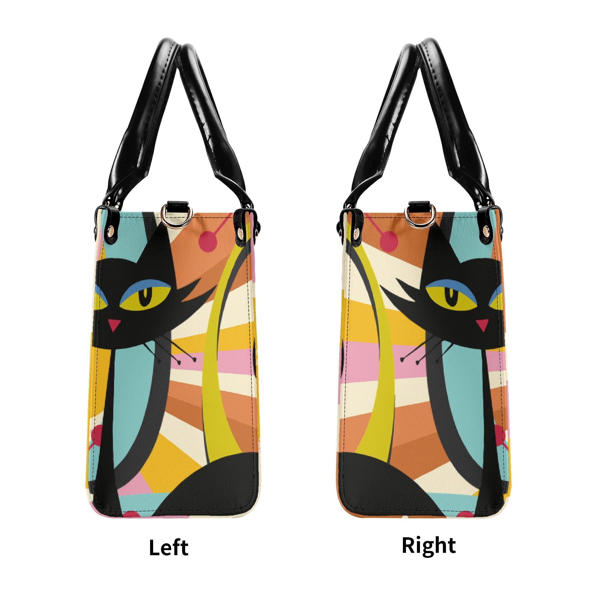 Kate McEnroe New York Atomic Cat Mod Sunburst Floral Satchel, Retro 60s Mid Century Modern Handbag, MCM Kitsch Black Cat PurseHandbagsNO5GZX0W - 1