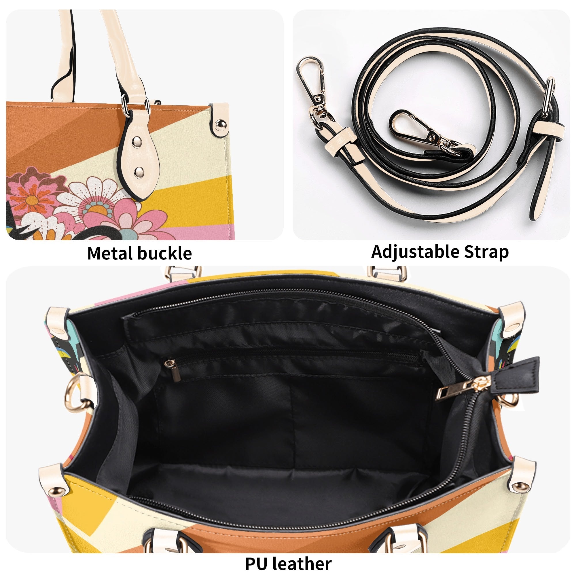 Kate McEnroe New York Atomic Cat Mod Sunburst Floral Satchel, Retro 60s Mid Century Modern Handbag, MCM Kitsch Black Cat PurseHandbagsNO5GZX0W - 1