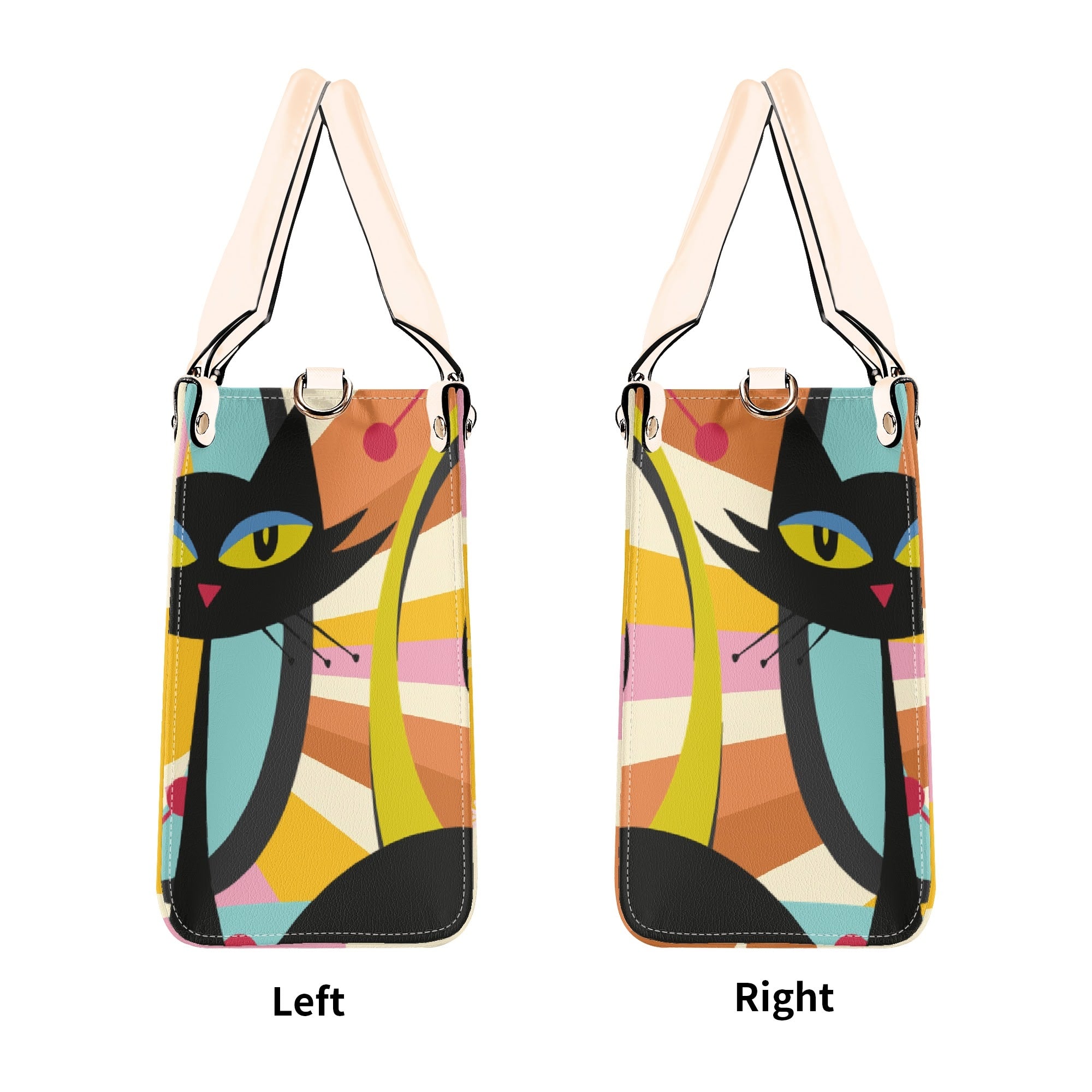 Kate McEnroe New York Atomic Cat Mod Sunburst Floral Satchel, Retro 60s Mid Century Modern Handbag, MCM Kitsch Black Cat PurseHandbagsNO5GZX0W - 1