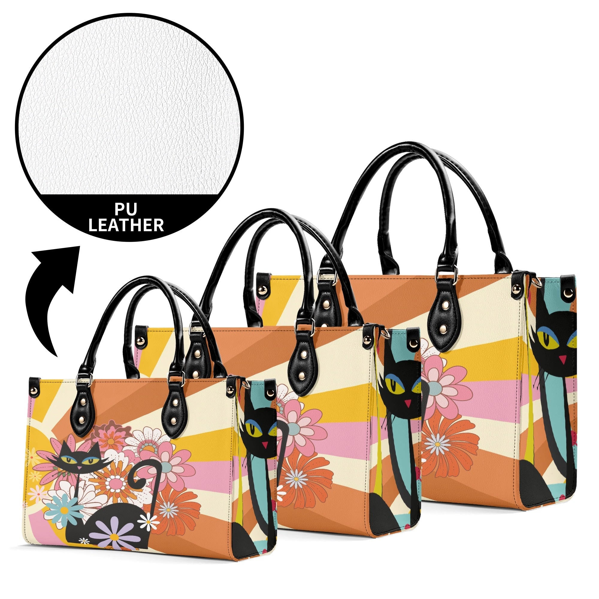 Kate McEnroe New York Atomic Cat Mod Sunburst Floral Satchel, Retro 60s Mid Century Modern Handbag, MCM Kitsch Black Cat PurseHandbagsNO5GZX0W - 1