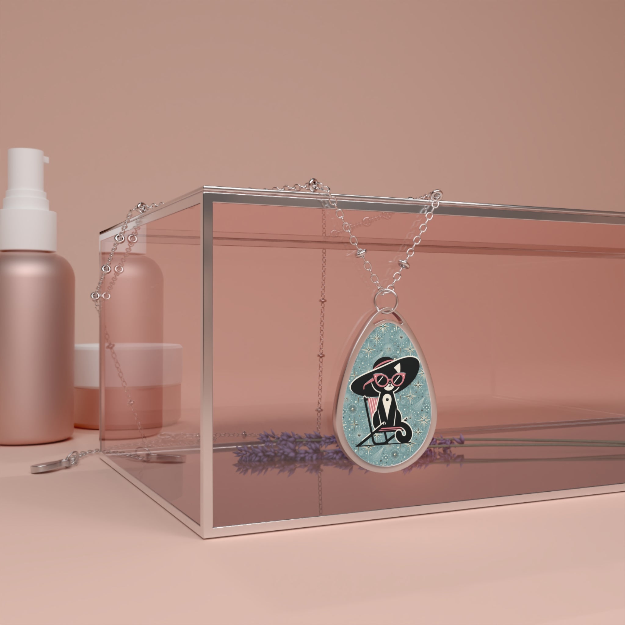 Kate McEnroe New York Atomic Cat Necklace, Hep Cat Mid Century Modern Teardrop Pendant, Retro Starburst JewelryNecklaces29657529274731715177
