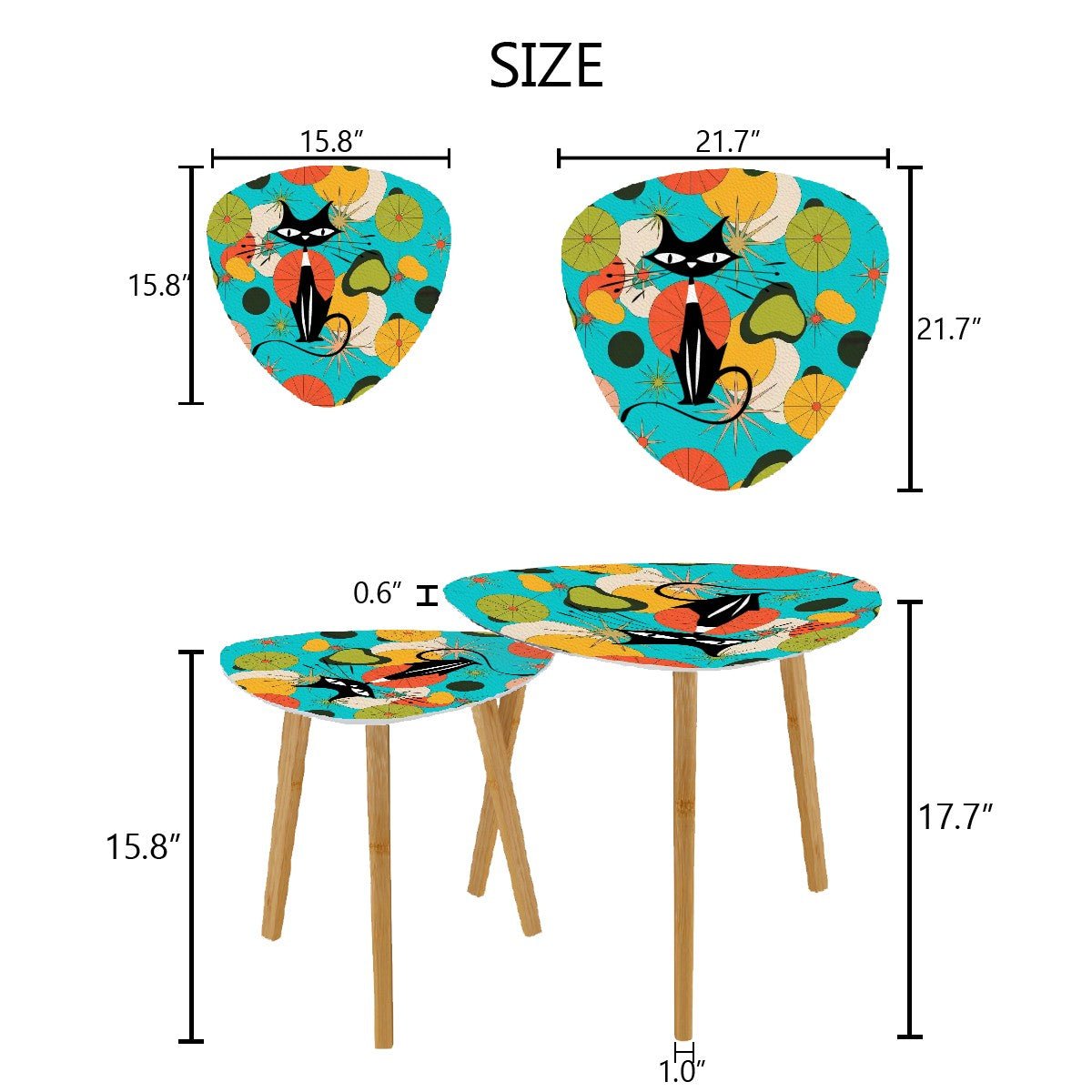 Kate McEnroe New York Atomic Cat Orb Table, Mid Century Modern Starburst Nesting Set, Retro 50s Abstract Accent FurnitureNesting TablesT0mcykBSzk
