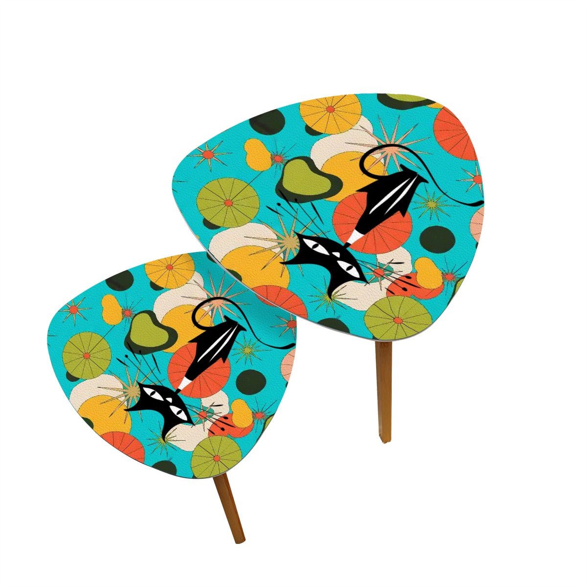 Kate McEnroe New York Atomic Cat Orb Table, Mid Century Modern Starburst Nesting Set, Retro 50s Abstract Accent FurnitureNesting TablesT0mcykBSzk