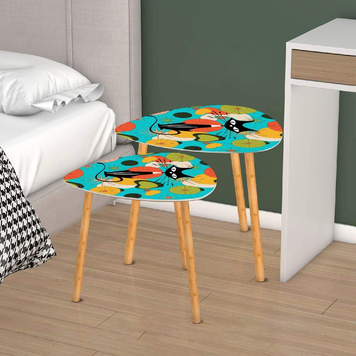 Kate McEnroe New York Atomic Cat Orb Table, Mid Century Modern Starburst Nesting Set, Retro 50s Abstract Accent FurnitureNesting TablesT0mcykBSzk