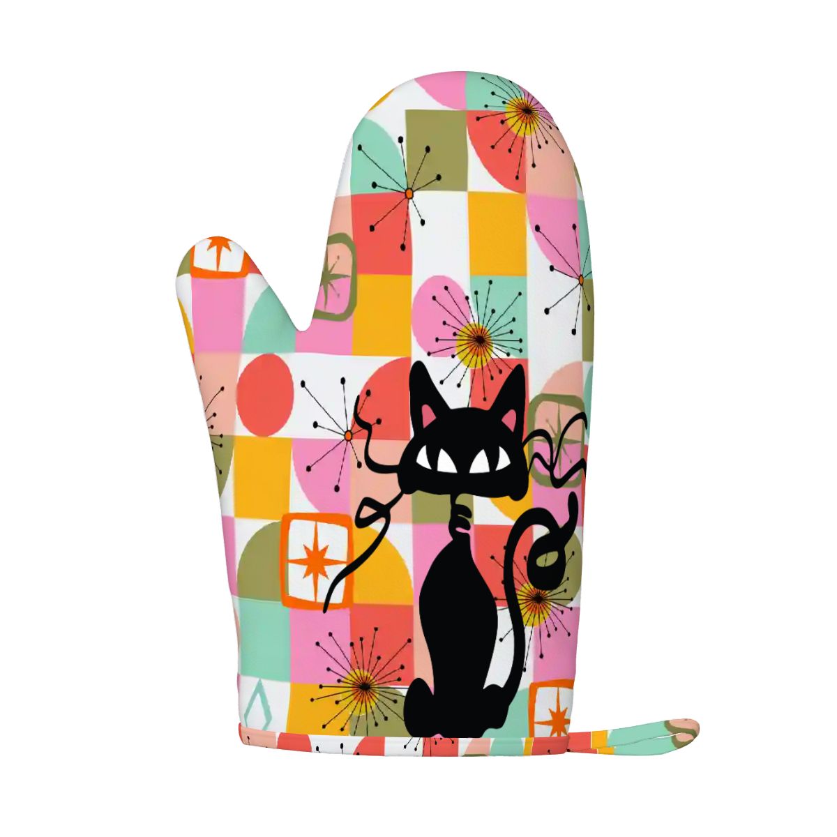Kate McEnroe New York Atomic Cat Oven Mitt Pot Holder Set, Retro Kitschy MCM Kitchen Gift (Right)Oven Mitts & Pot Holder Setr1q2peUoqv