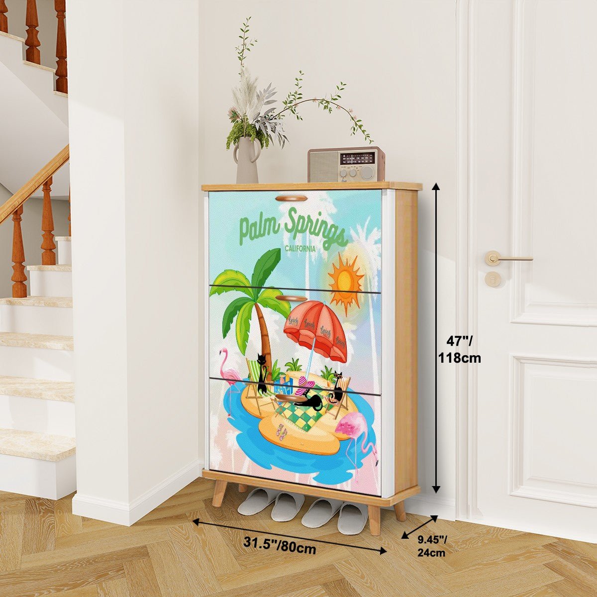Kate McEnroe New York Atomic Cat Palm Springs Shoe Cabinet, Mid Century Modern Retro Summer FurnitureShoe StoragePlDD4nRsW0