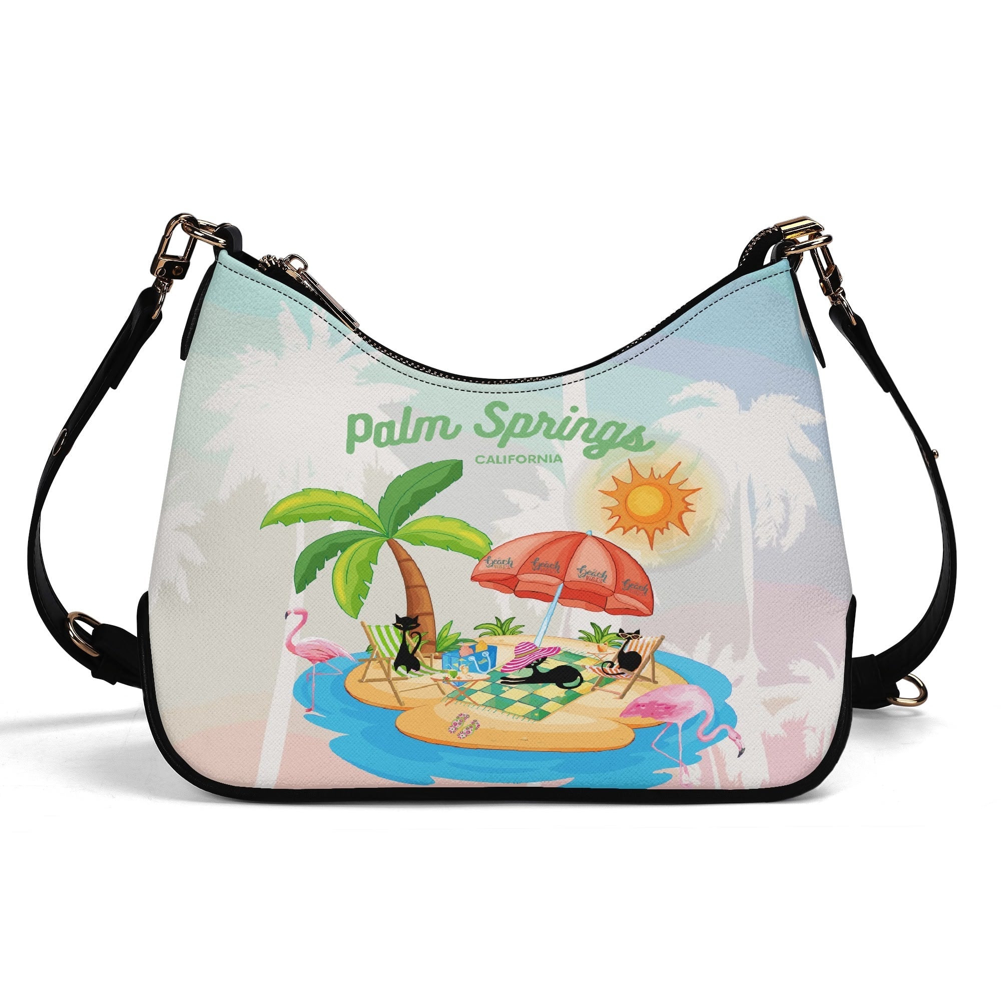 Kate McEnroe New York Atomic Cat Palm Springs Shoulder Bag, Retro 50s Kitsch Flamingo PurseHandbagsNGZ0E26W - 1