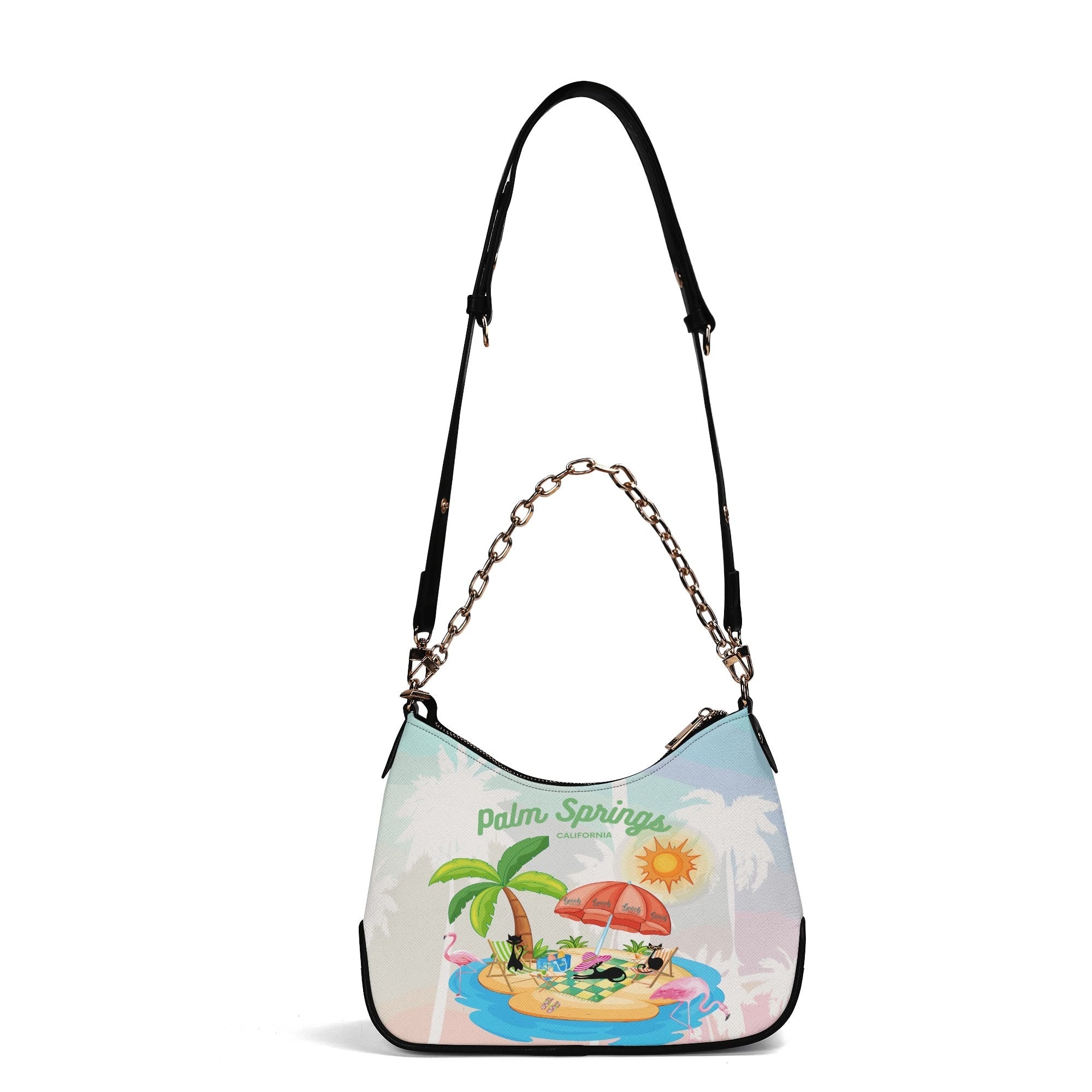 Kate McEnroe New York Atomic Cat Palm Springs Shoulder Bag, Retro 50s Kitsch Flamingo PurseHandbagsNGZ0E26W - 1