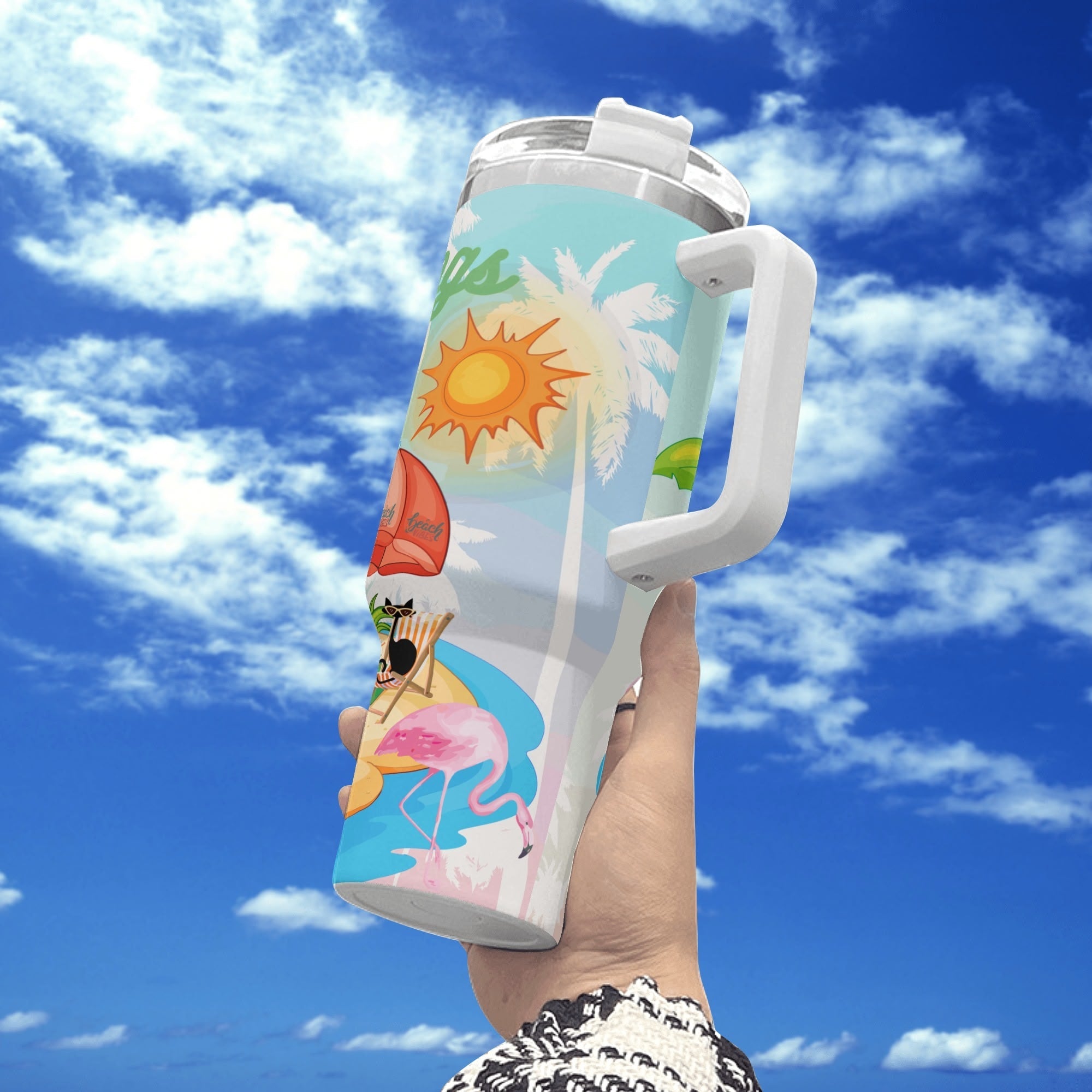 Kate McEnroe New York Atomic Cat Palm Springs Tumbler, Retro Mid Century Modern DrinkwareTumblersN4MX47ZW - 1