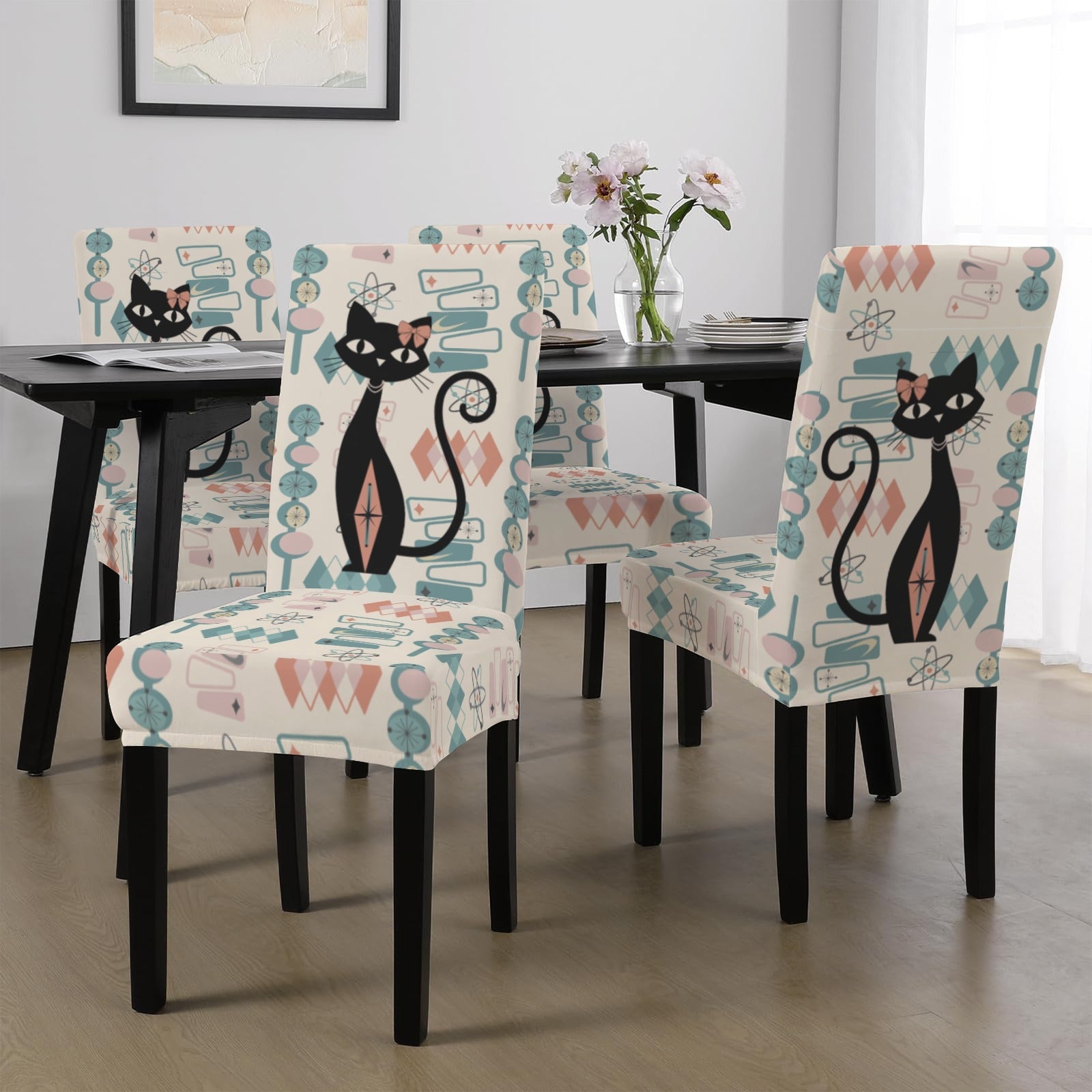 Kate McEnroe New York Atomic Cat Retro 1950s Geometric Dining Chair SlipcoversChair SlipcoversD3232953
