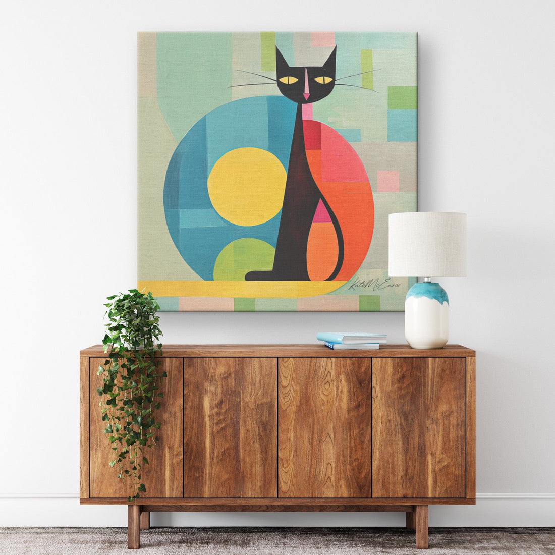 teelaunch Atomic Cat Retro Abstract Canvas Wall Art Wall Art 10x10 / 1.25 139025