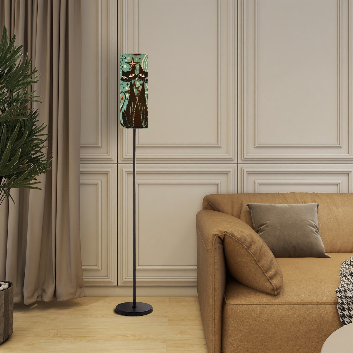 Kate McEnroe New York Atomic Cat Retro Arc Floor Lamp, Mid Century Modern Starburst Statement Light, Funky MCM Office, Bedroom, Livingroom Accent LampFloor LampsKdthfIZnAd