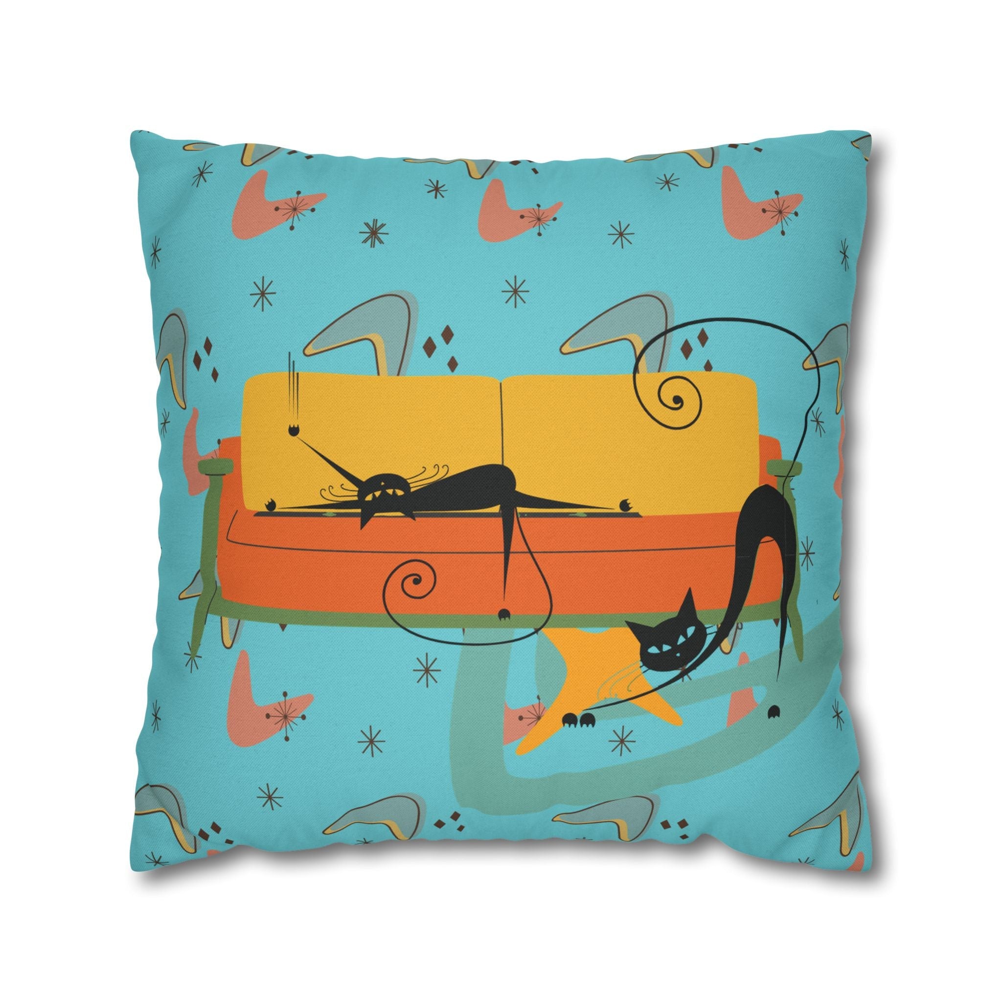 Kate McEnroe New York Atomic Cat Retro Boomerang Pillowcase, Midcentury Modern Home Decor, Unique Accent Cushion, Vintage Inspired Room Accessory, 1950s StyleThrow Pillow Covers32042105140122790726