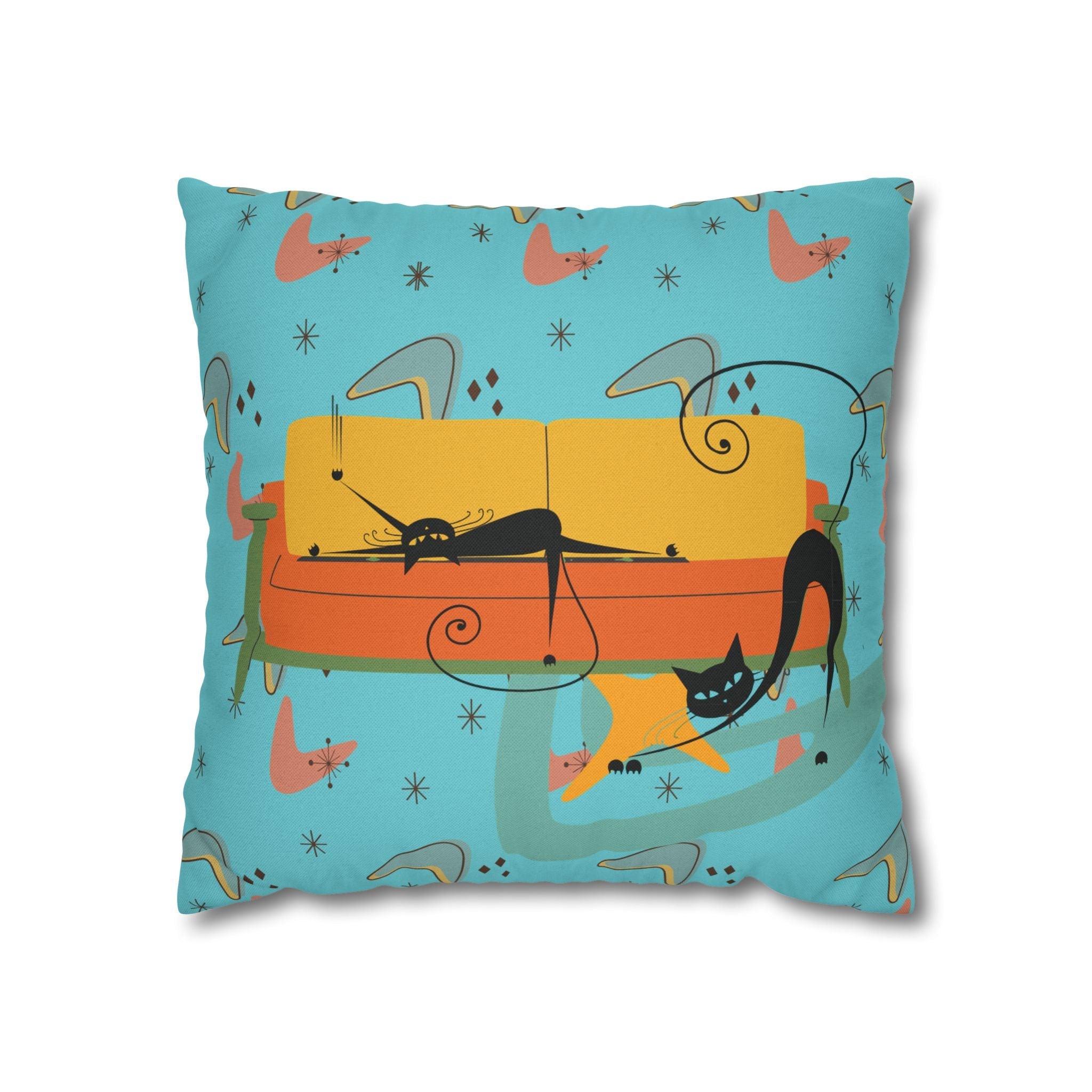 Kate McEnroe New York Atomic Cat Retro Boomerang Pillowcase, Midcentury Modern Home Decor, Unique Accent Cushion, Vintage Inspired Room Accessory, 1950s StyleThrow Pillow Covers33118599560752069639