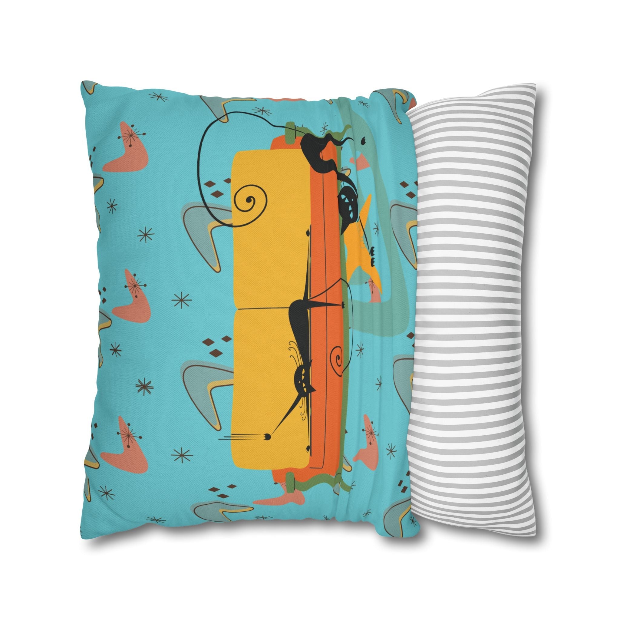 Kate McEnroe New York Atomic Cat Retro Boomerang Pillowcase, Midcentury Modern Home Decor, Unique Accent Cushion, Vintage Inspired Room Accessory, 1950s StyleThrow Pillow Covers17207264463099665527