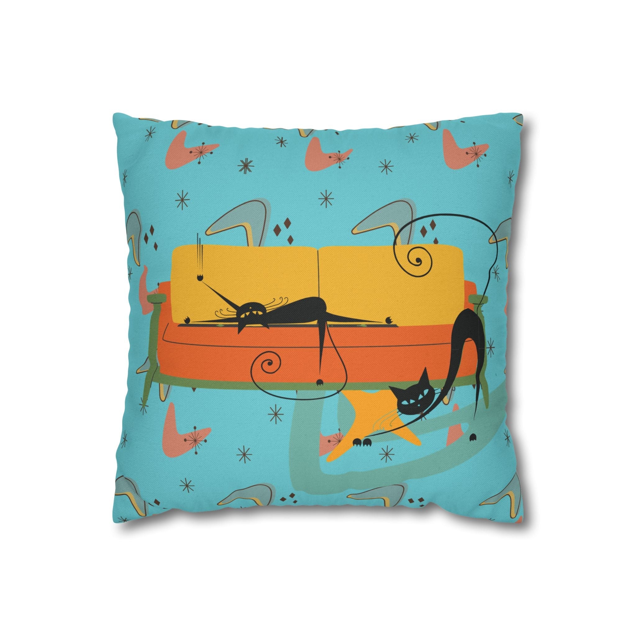 Kate McEnroe New York Atomic Cat Retro Boomerang Pillowcase, Midcentury Modern Home Decor, Unique Accent Cushion, Vintage Inspired Room Accessory, 1950s StyleThrow Pillow Covers17207264463099665527