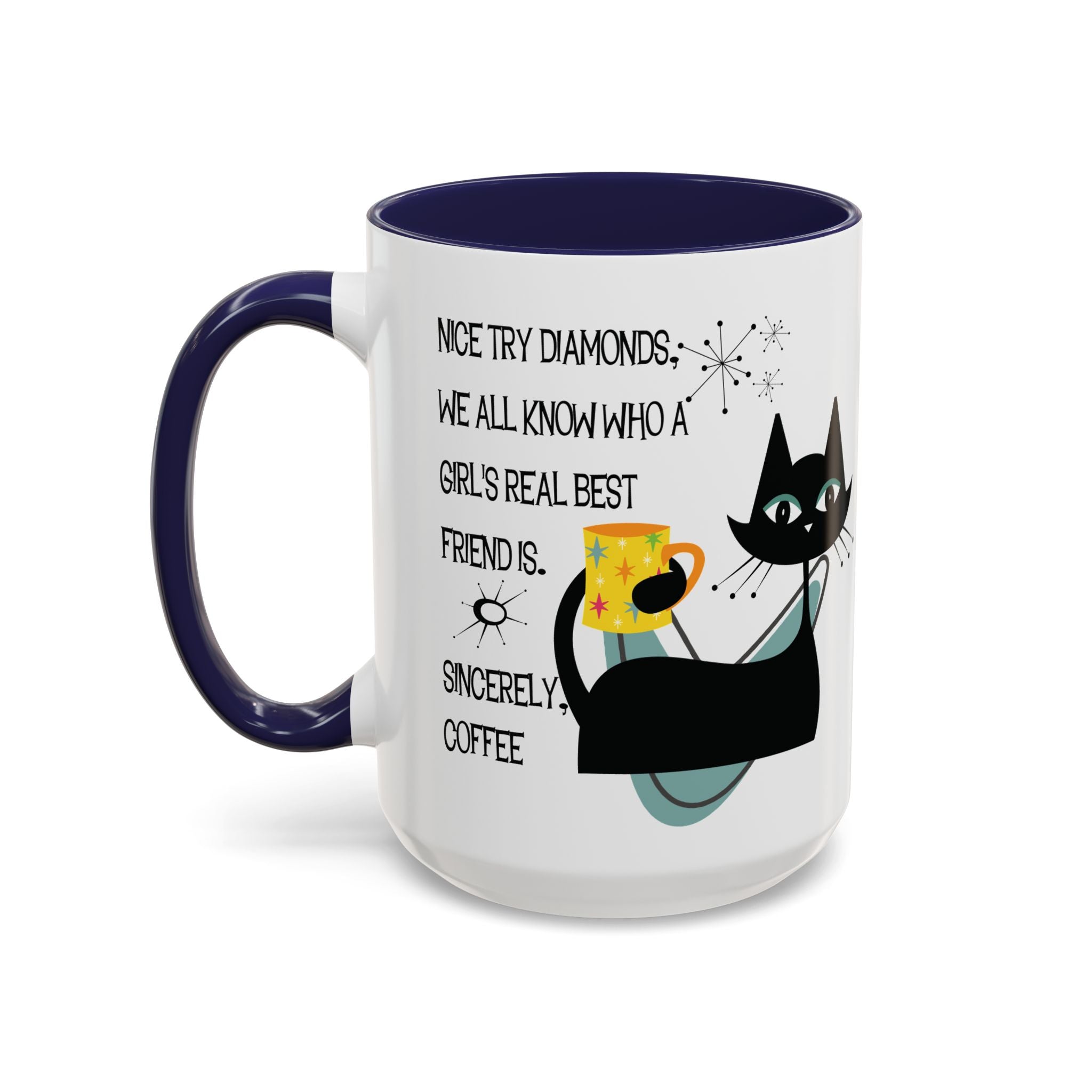 Kate McEnroe New York Atomic Cat Retro Coffee Mug, Mid Century Modern Boomerang Starburst, Sassy Girl’s Best Friend, MCM Drinkware, Kitschy Funny Coffee Lover GiftsMugs17968325699697427470