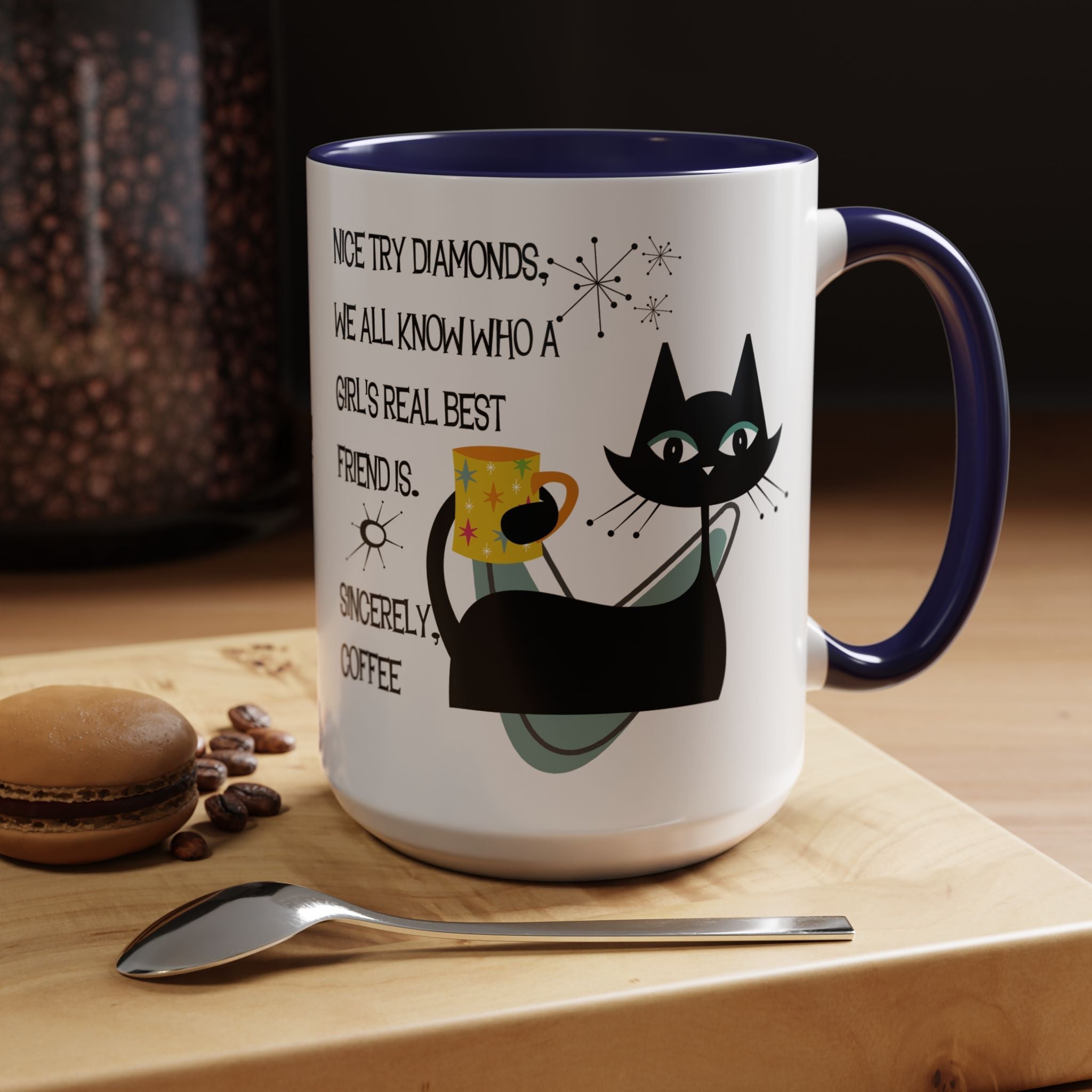 Kate McEnroe New York Atomic Cat Retro Coffee Mug, Mid Century Modern Boomerang Starburst, Sassy Girl’s Best Friend, MCM Drinkware, Kitschy Funny Coffee Lover GiftsMugs26704457680332241162
