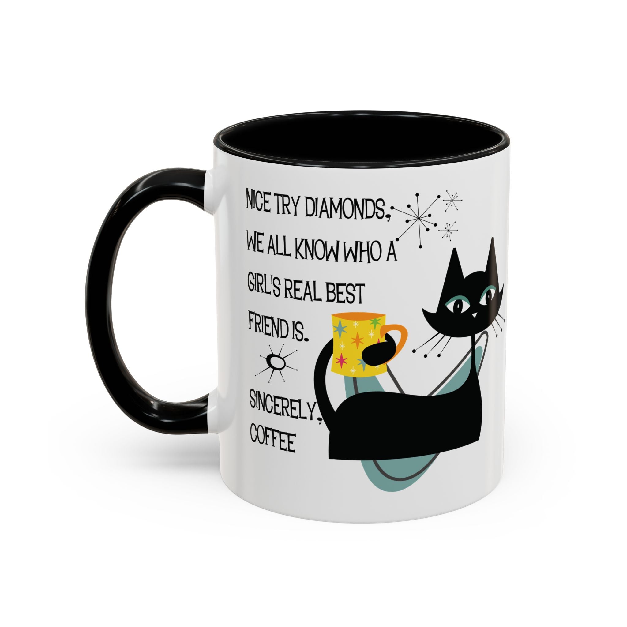 Kate McEnroe New York Atomic Cat Retro Coffee Mug, Mid Century Modern Boomerang Starburst, Sassy Girl’s Best Friend, MCM Drinkware, Kitschy Funny Coffee Lover GiftsMugs17968325699697427470