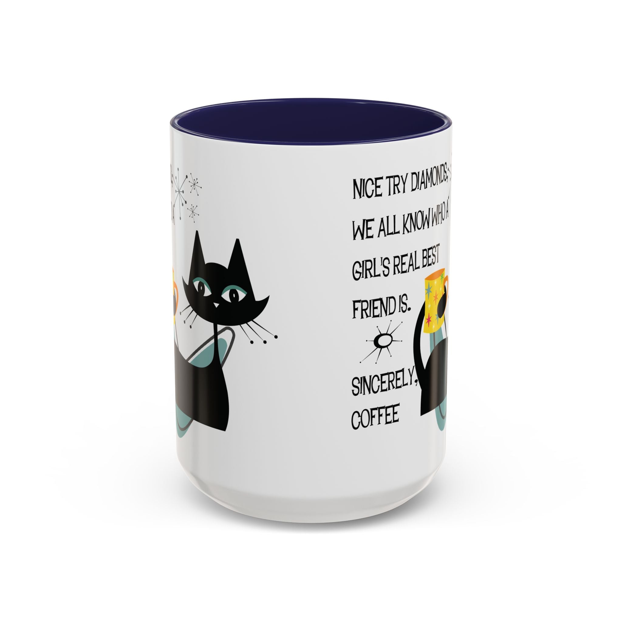 Kate McEnroe New York Atomic Cat Retro Coffee Mug, Mid Century Modern Boomerang Starburst, Sassy Girl’s Best Friend, MCM Drinkware, Kitschy Funny Coffee Lover GiftsMugs17968325699697427470