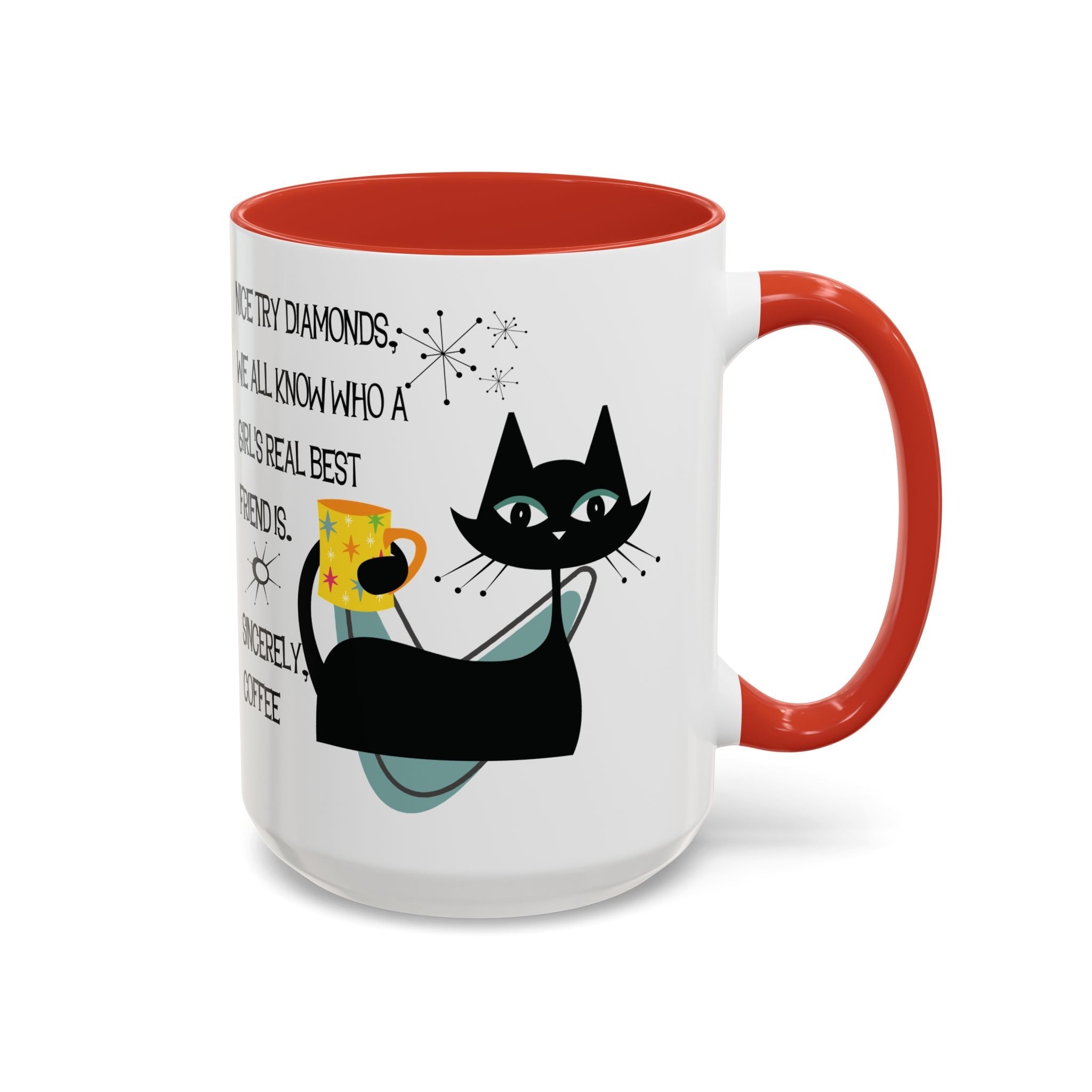 Kate McEnroe New York Atomic Cat Retro Coffee Mug, Mid Century Modern Boomerang Starburst, Sassy Girl’s Best Friend, MCM Drinkware, Kitschy Funny Coffee Lover GiftsMugs17968325699697427470