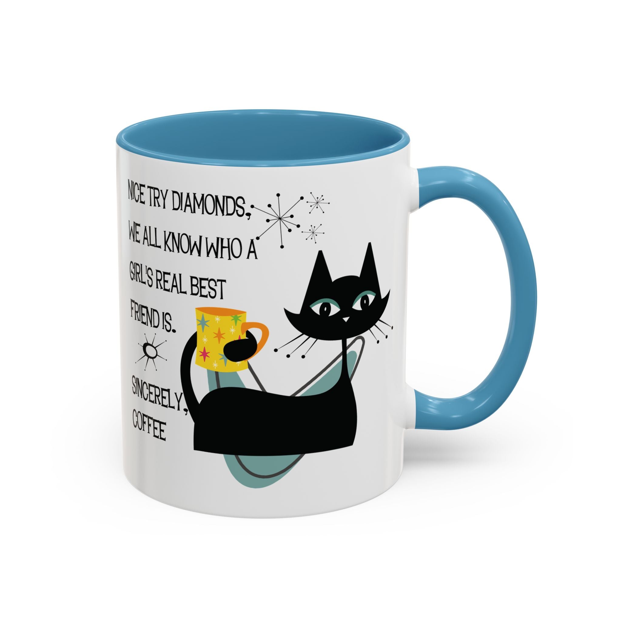 Kate McEnroe New York Atomic Cat Retro Coffee Mug, Mid Century Modern Boomerang Starburst, Sassy Girl’s Best Friend, MCM Drinkware, Kitschy Funny Coffee Lover GiftsMugs17968325699697427470