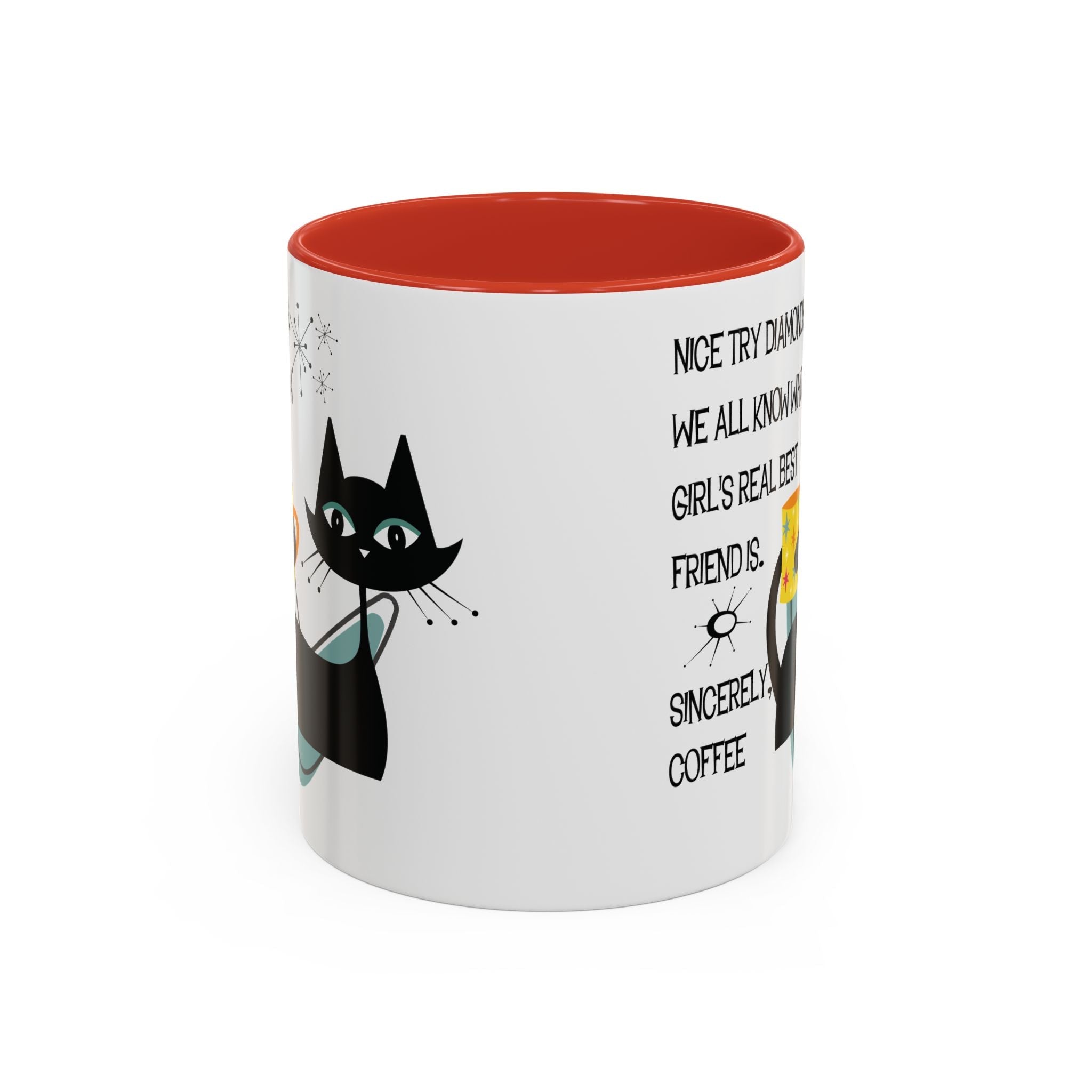 Kate McEnroe New York Atomic Cat Retro Coffee Mug, Mid Century Modern Boomerang Starburst, Sassy Girl’s Best Friend, MCM Drinkware, Kitschy Funny Coffee Lover GiftsMugs17968325699697427470