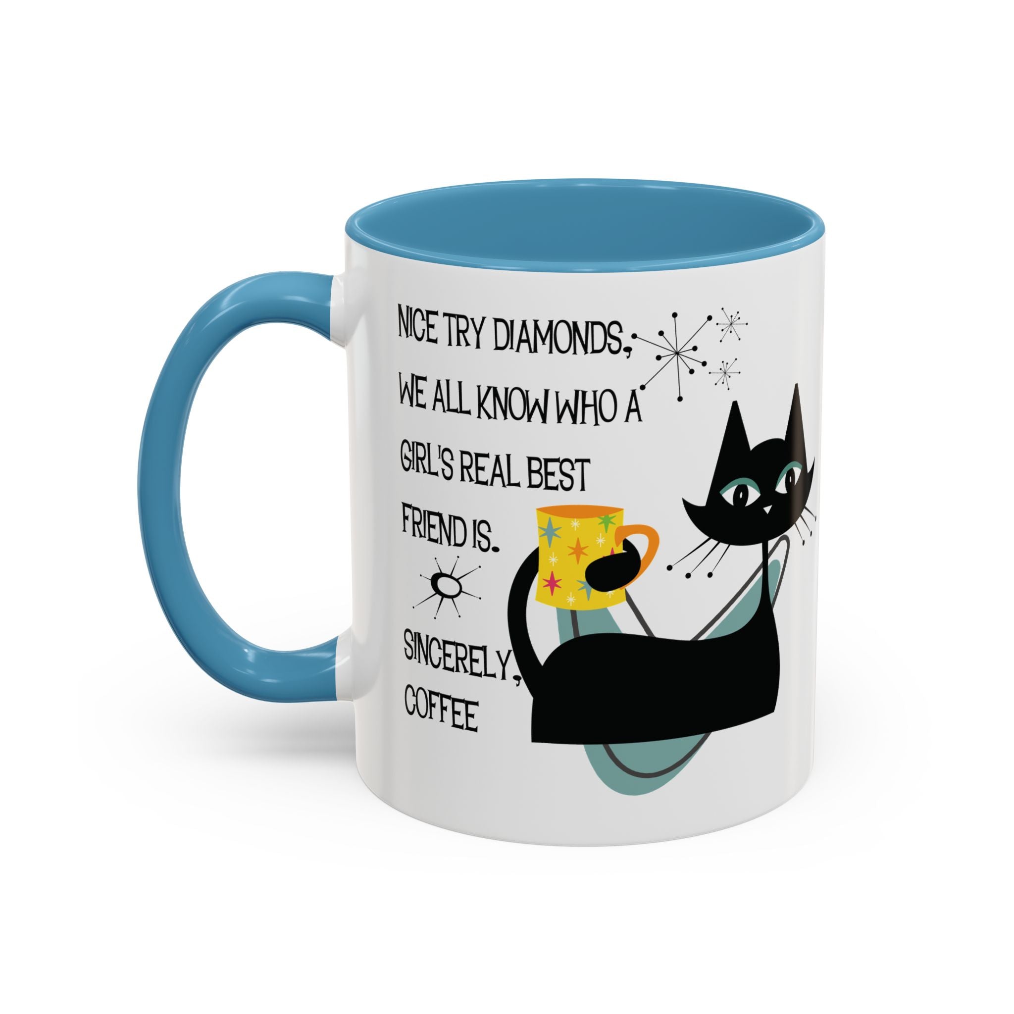 Kate McEnroe New York Atomic Cat Retro Coffee Mug, Mid Century Modern Boomerang Starburst, Sassy Girl’s Best Friend, MCM Drinkware, Kitschy Funny Coffee Lover GiftsMugs17968325699697427470