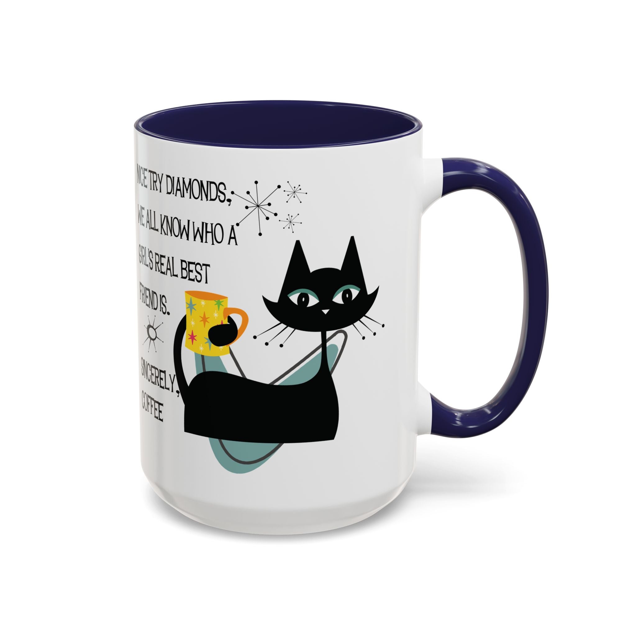 Kate McEnroe New York Atomic Cat Retro Coffee Mug, Mid Century Modern Boomerang Starburst, Sassy Girl’s Best Friend, MCM Drinkware, Kitschy Funny Coffee Lover GiftsMugs17968325699697427470