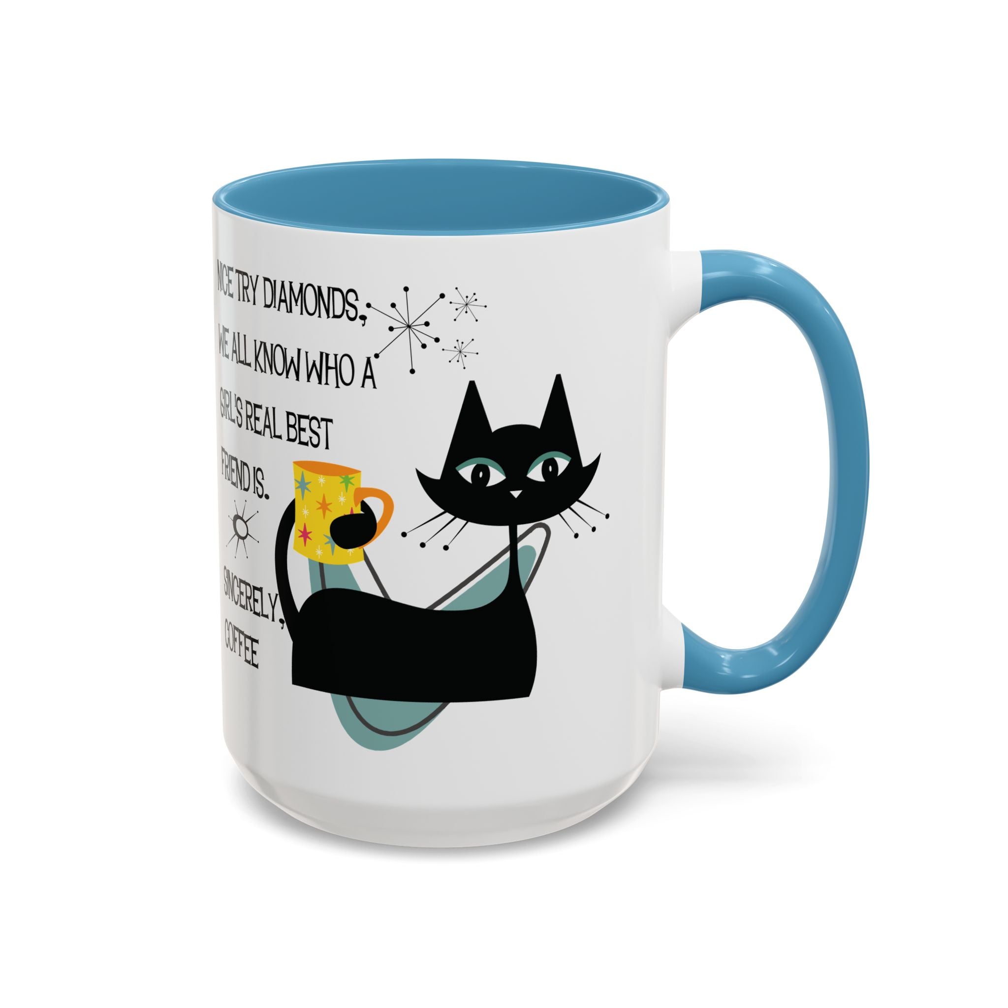Kate McEnroe New York Atomic Cat Retro Coffee Mug, Mid Century Modern Boomerang Starburst, Sassy Girl’s Best Friend, MCM Drinkware, Kitschy Funny Coffee Lover GiftsMugs17968325699697427470
