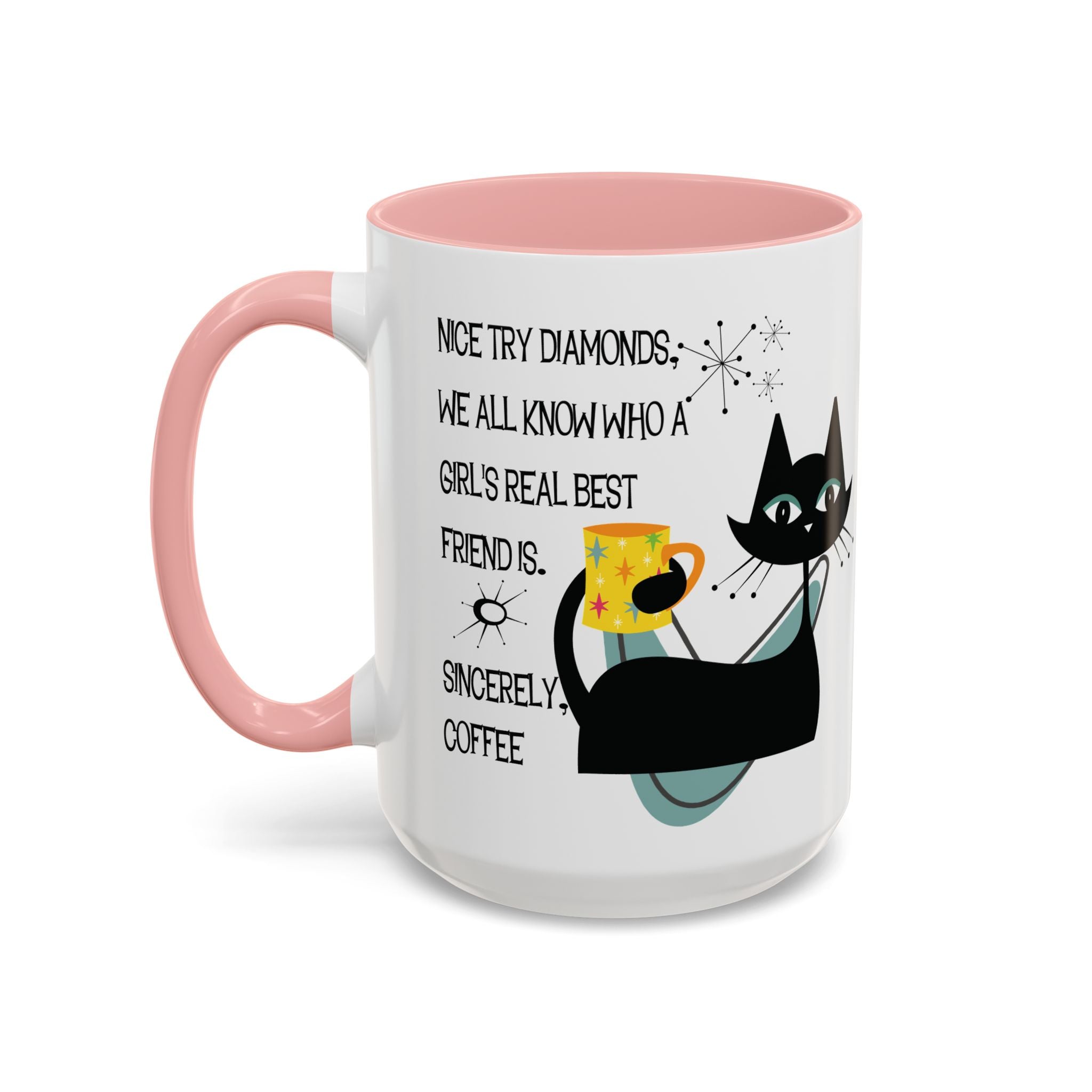Kate McEnroe New York Atomic Cat Retro Coffee Mug, Mid Century Modern Boomerang Starburst, Sassy Girl’s Best Friend, MCM Drinkware, Kitschy Funny Coffee Lover GiftsMugs17968325699697427470
