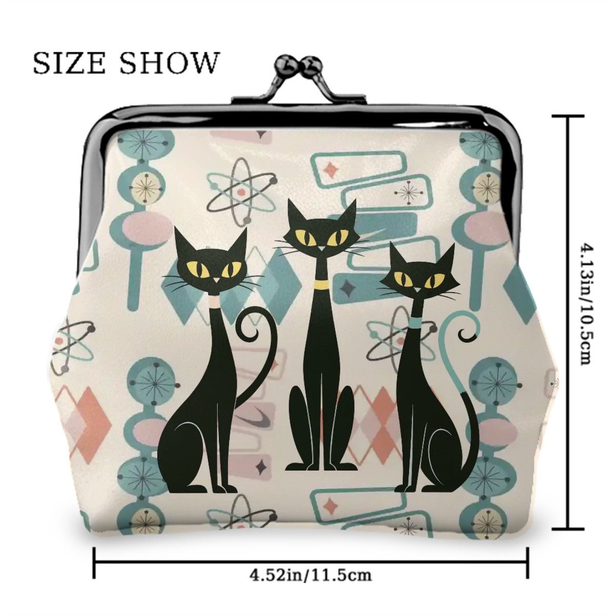 Kate McEnroe New York Atomic Cat Retro Coin Purse, Mid Century Modern Starburst 50s Kisslock WalletCoin PurseshMvajQaF2y