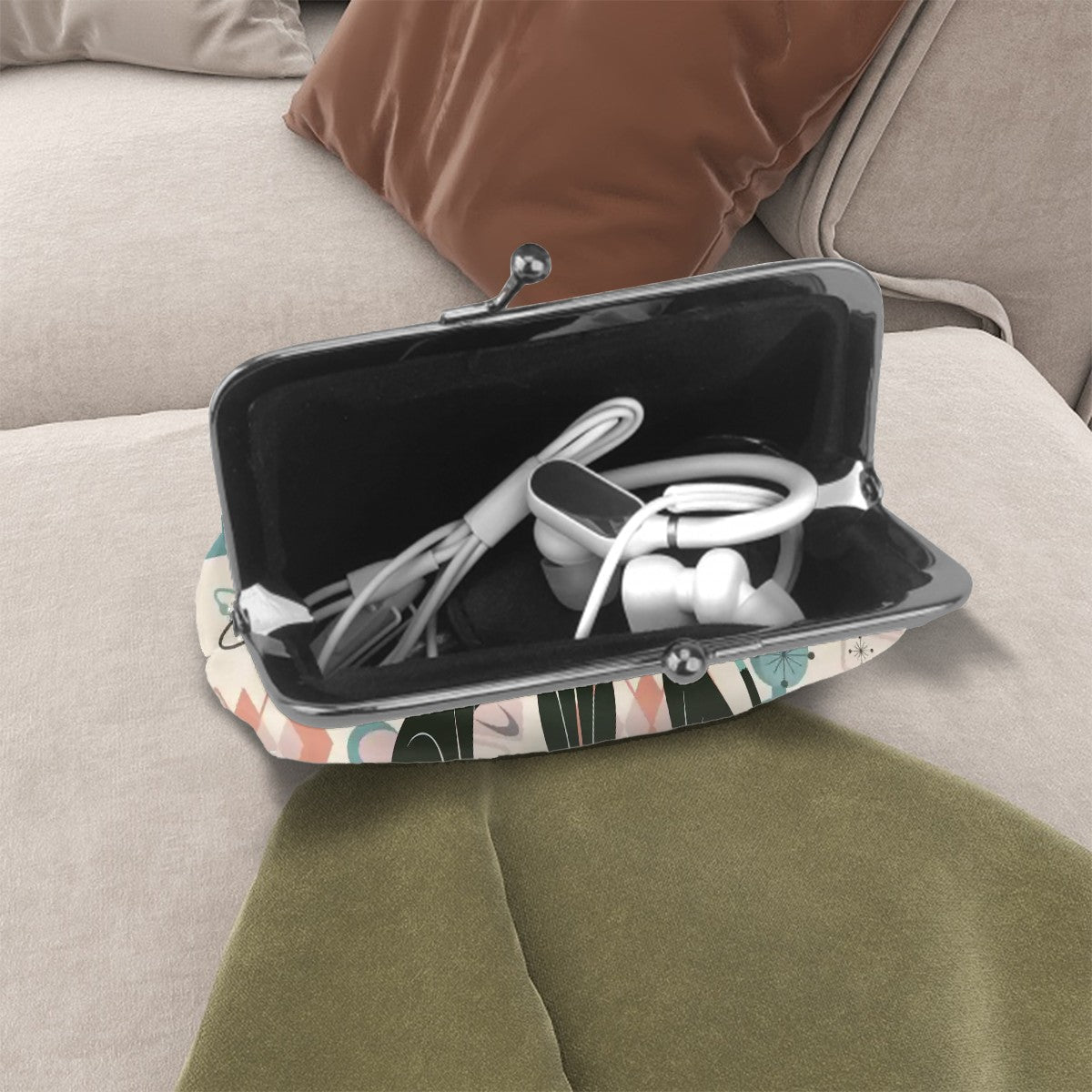 Kate McEnroe New York Atomic Cat Retro Coin Purse, Mid Century Modern Starburst 50s Kisslock WalletCoin PurseshMvajQaF2y