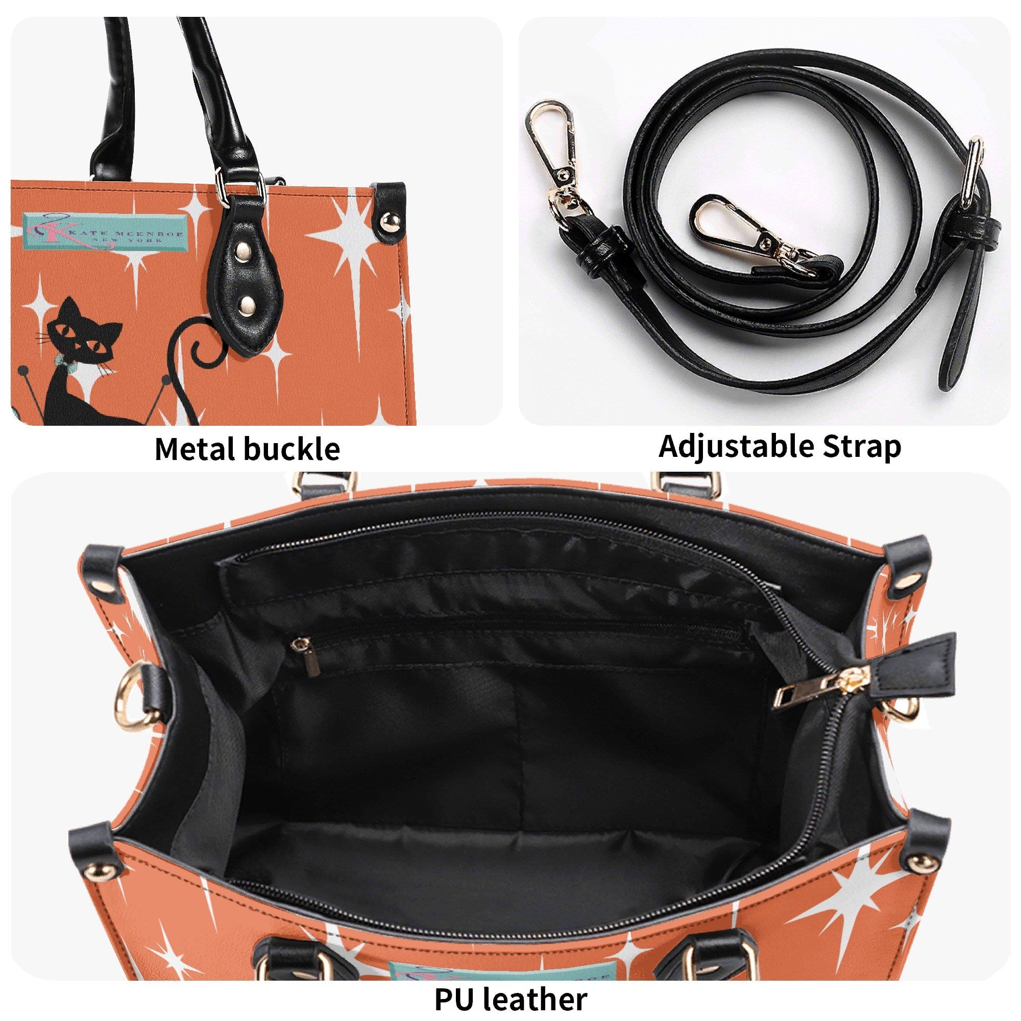 Kate McEnroe New York Atomic Cat Retro Handbag, Mid Century Modern 50s Starburst Purse, Vintage MCM Shoulder BagHandbagsNO58M4PW - 4