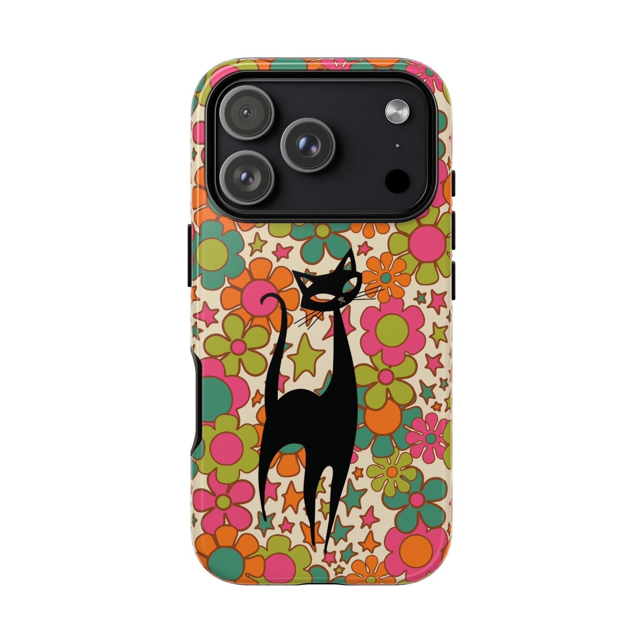 Kate McEnroe New York Atomic Cat Retro iPhone Case, Groovy 60s Flower Power Mid Century Modern Phone Cover, Kitsch Hippie Protective CasePhone Cases10566253630932054080