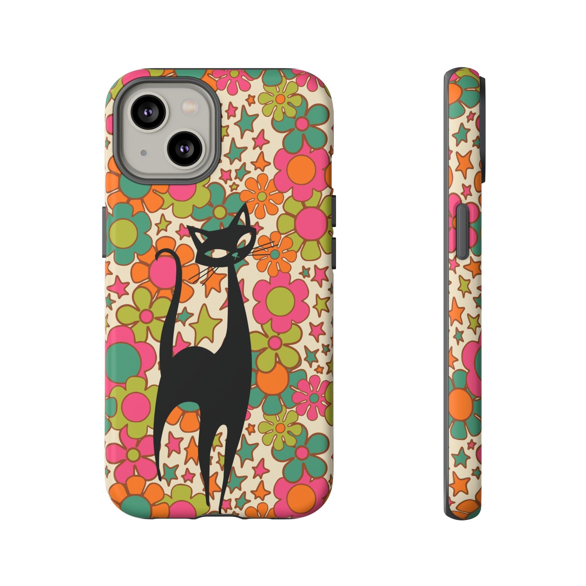 Kate McEnroe New York Atomic Cat Retro iPhone Case, Groovy 60s Flower Power Mid Century Modern Phone Cover, Kitsch Hippie Protective CasePhone Cases11154237945233241456