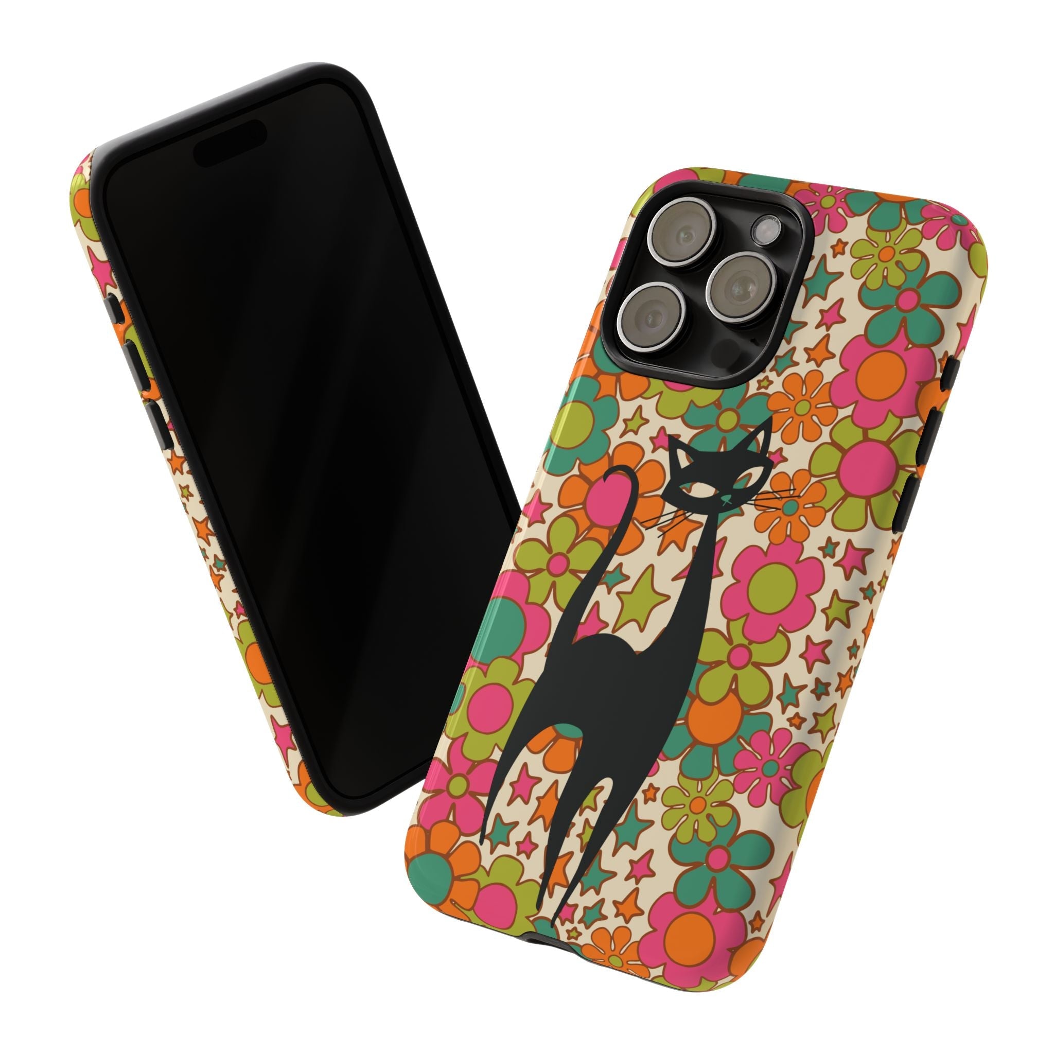 Kate McEnroe New York Atomic Cat Retro iPhone Case, Groovy 60s Flower Power Mid Century Modern Phone Cover, Kitsch Hippie Protective CasePhone Cases21007217004864658209