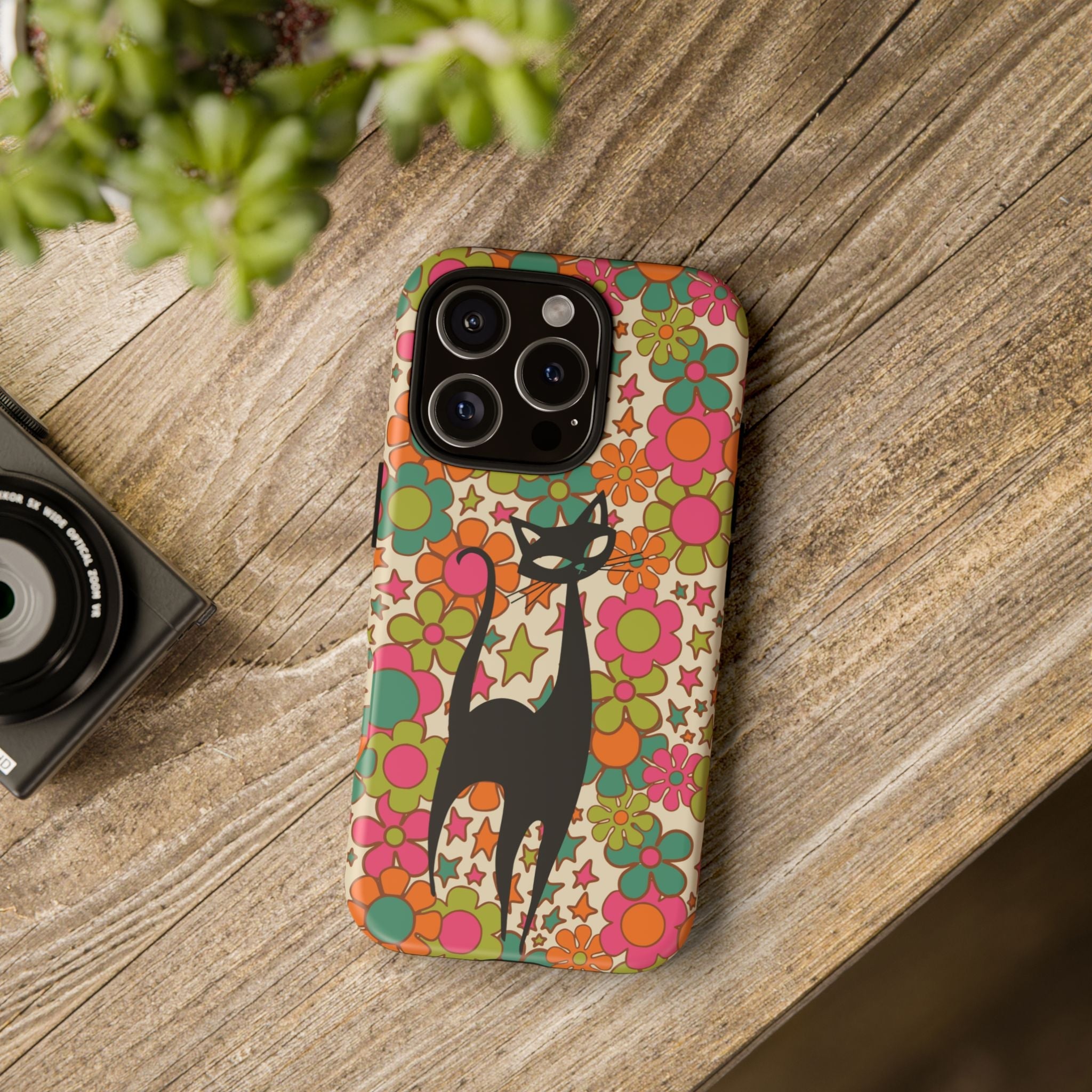 Kate McEnroe New York Atomic Cat Retro iPhone Case, Groovy 60s Flower Power Mid Century Modern Phone Cover, Kitsch Hippie Protective CasePhone Cases31949853709367573108