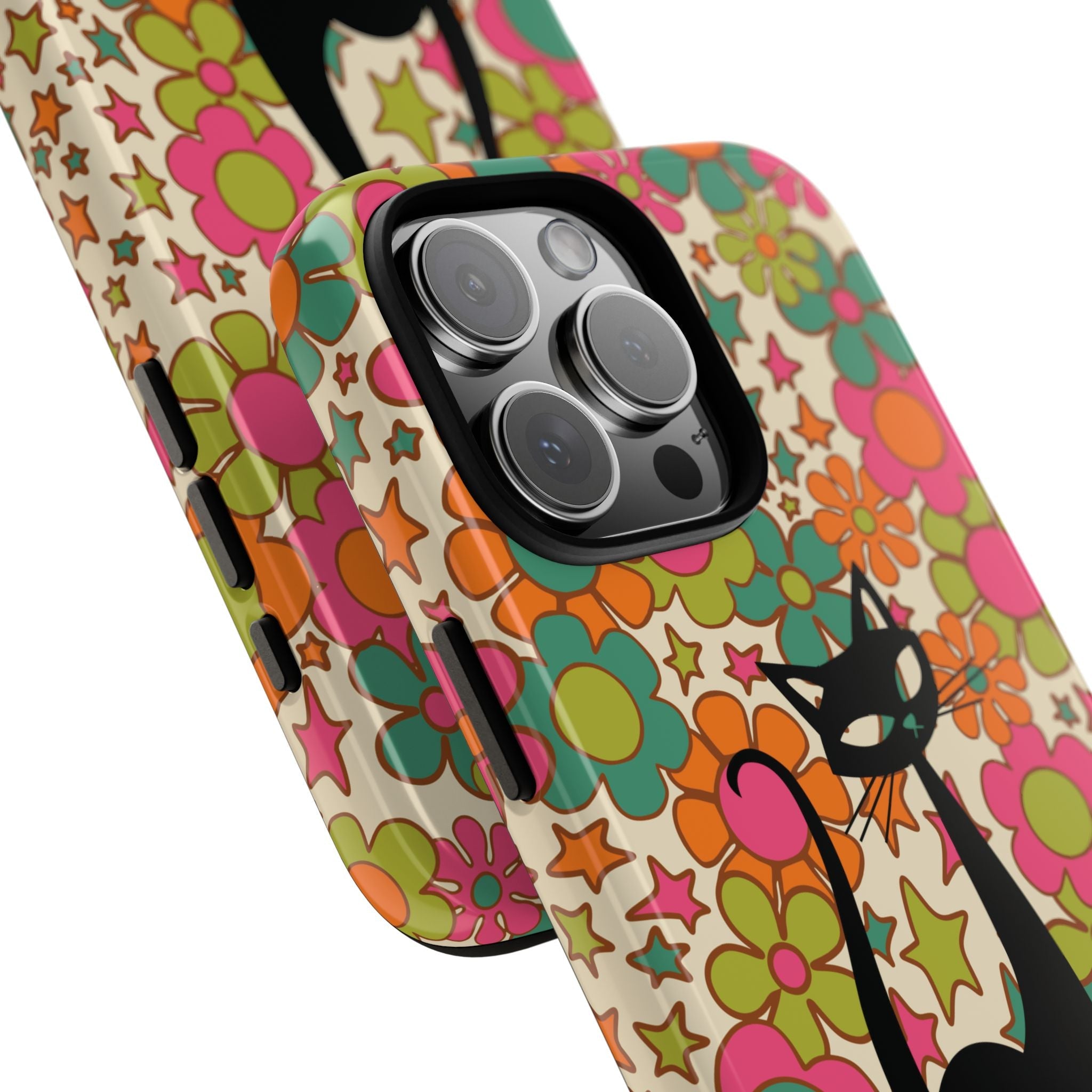 Kate McEnroe New York Atomic Cat Retro iPhone Case, Groovy 60s Flower Power Mid Century Modern Phone Cover, Kitsch Hippie Protective CasePhone Cases33330195850075611962