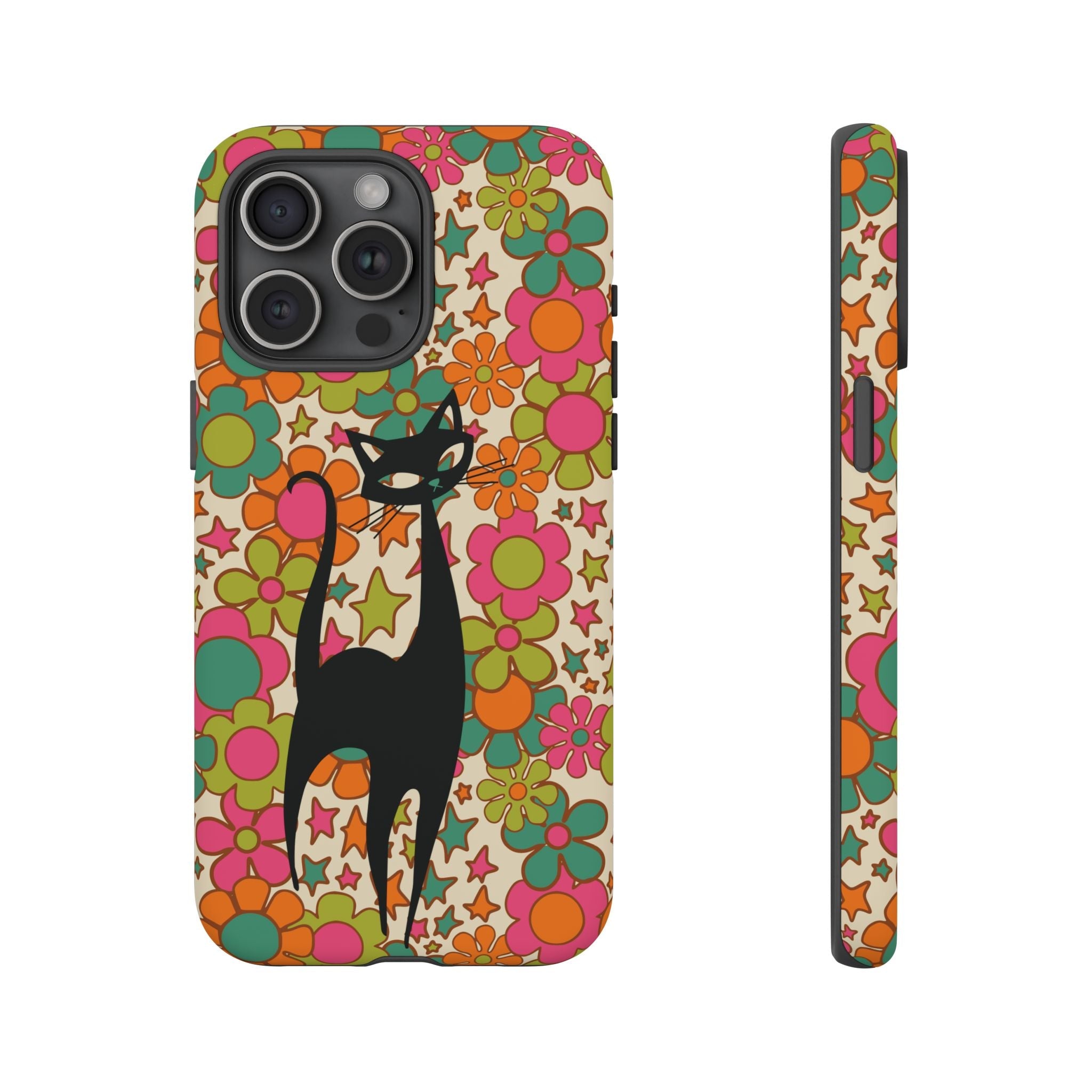 Kate McEnroe New York Atomic Cat Retro iPhone Case, Groovy 60s Flower Power Mid Century Modern Phone Cover, Kitsch Hippie Protective CasePhone Cases35943717391042308743