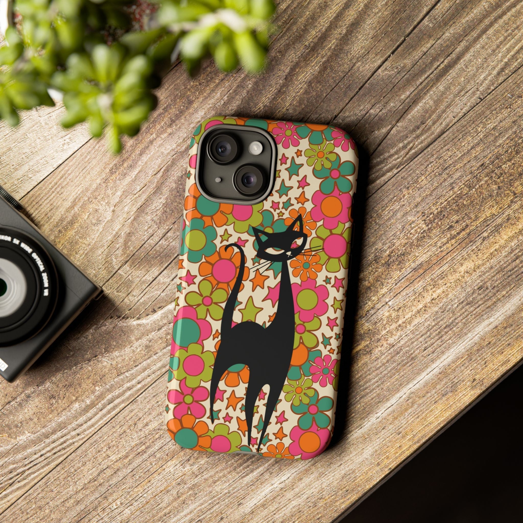 Kate McEnroe New York Atomic Cat Retro iPhone Case, Groovy 60s Flower Power Mid Century Modern Phone Cover, Kitsch Hippie Protective CasePhone Cases83229434309104764175