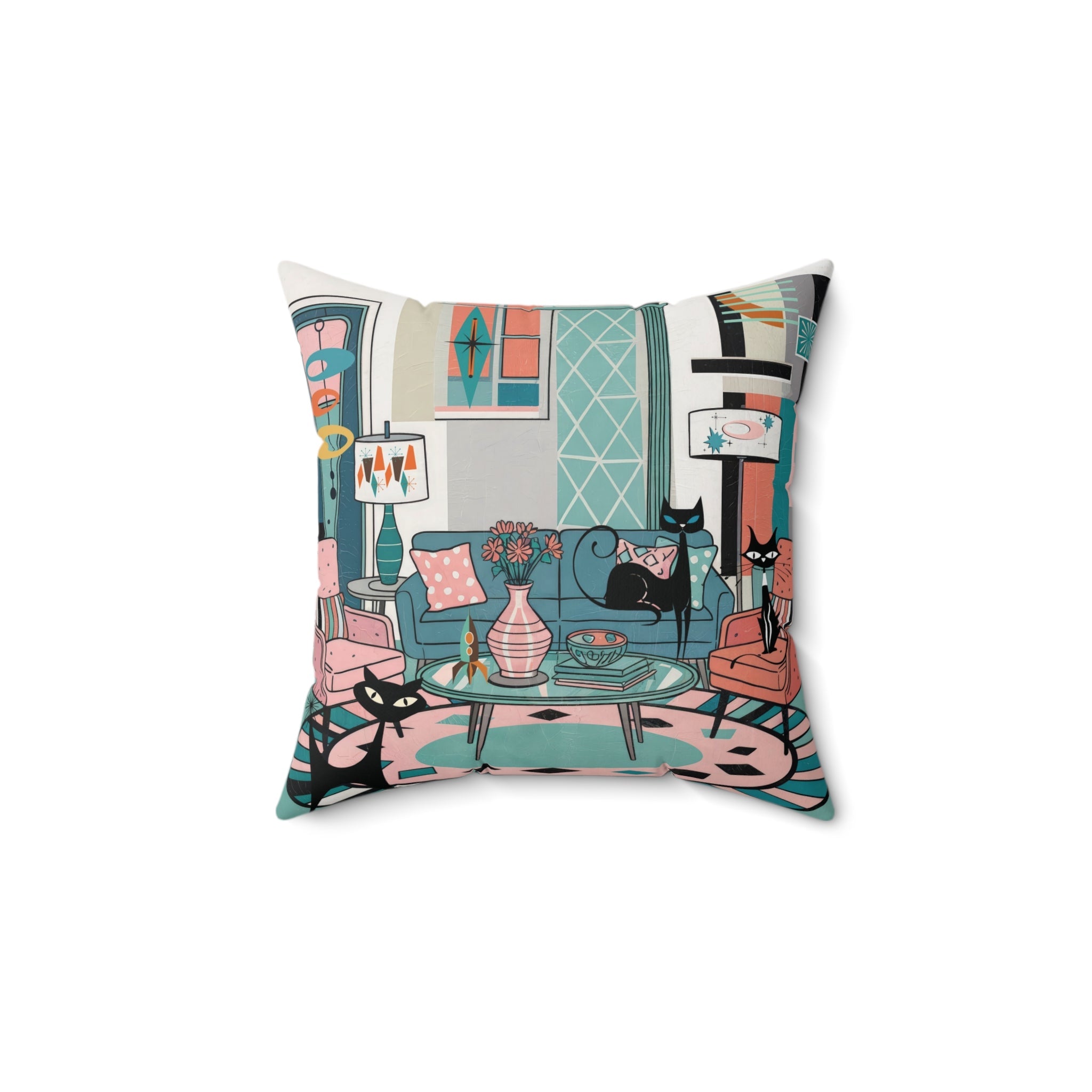 Kate McEnroe New York Atomic Cat Retro Living Room Pillow, Mid Century Modern Kitsch Lounge Throw CushionThrow Pillows23274750956076623125