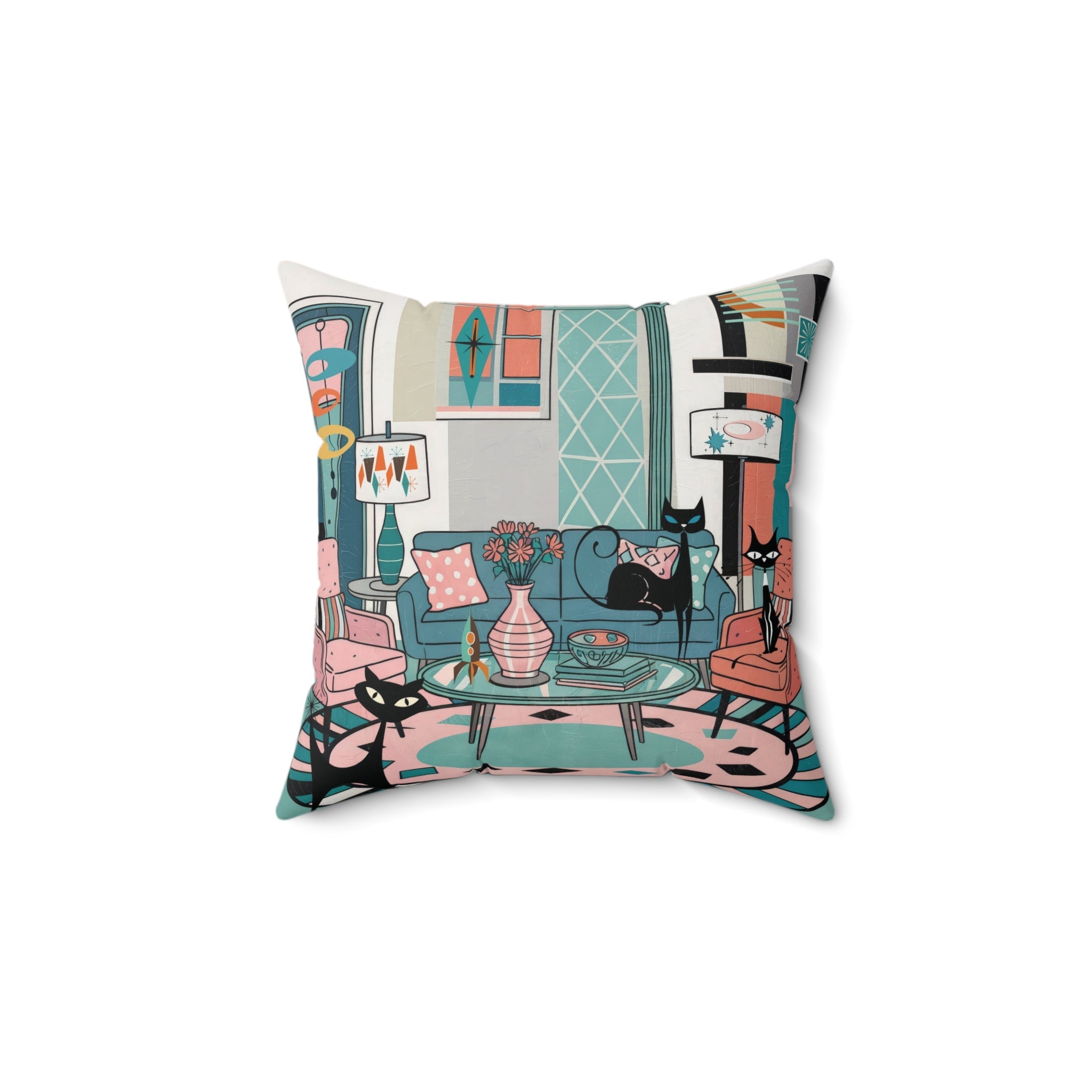 Kate McEnroe New York Atomic Cat Retro Living Room Pillow, Mid Century Modern Kitsch Lounge Throw CushionThrow Pillows33645300420119744930