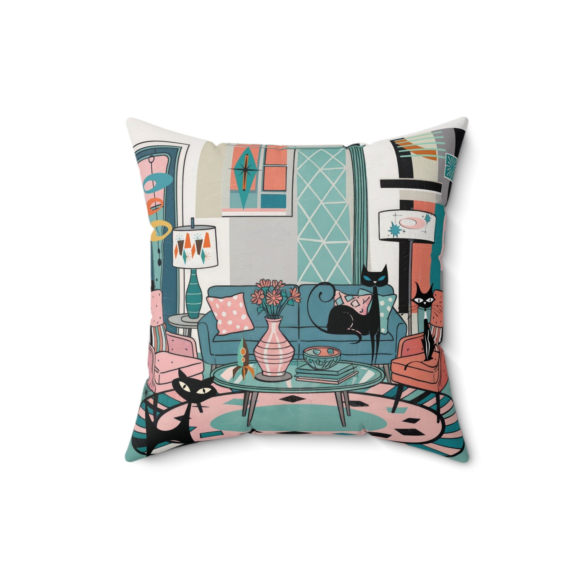 Kate McEnroe New York Atomic Cat Retro Living Room Pillow, Mid Century Modern Kitsch Lounge Throw CushionThrow Pillows33645300420119744930