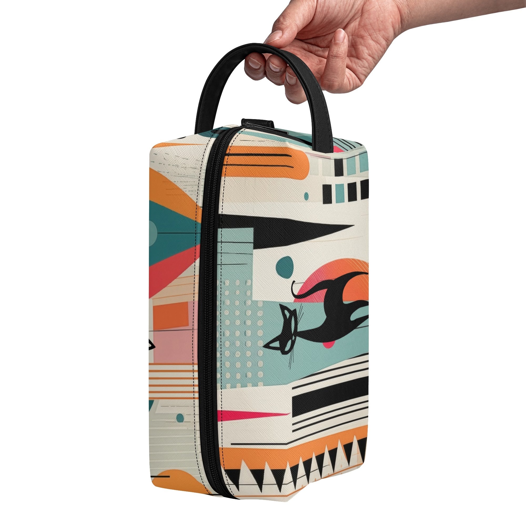 Kate McEnroe New York Atomic Cat Retro Mod Travel Dopp Kit, Mid Century Modern Geometric Toiletry Bag, 50s Space Age OrganizerCosmetic & Toiletry BagsW0ZGL52W - 2