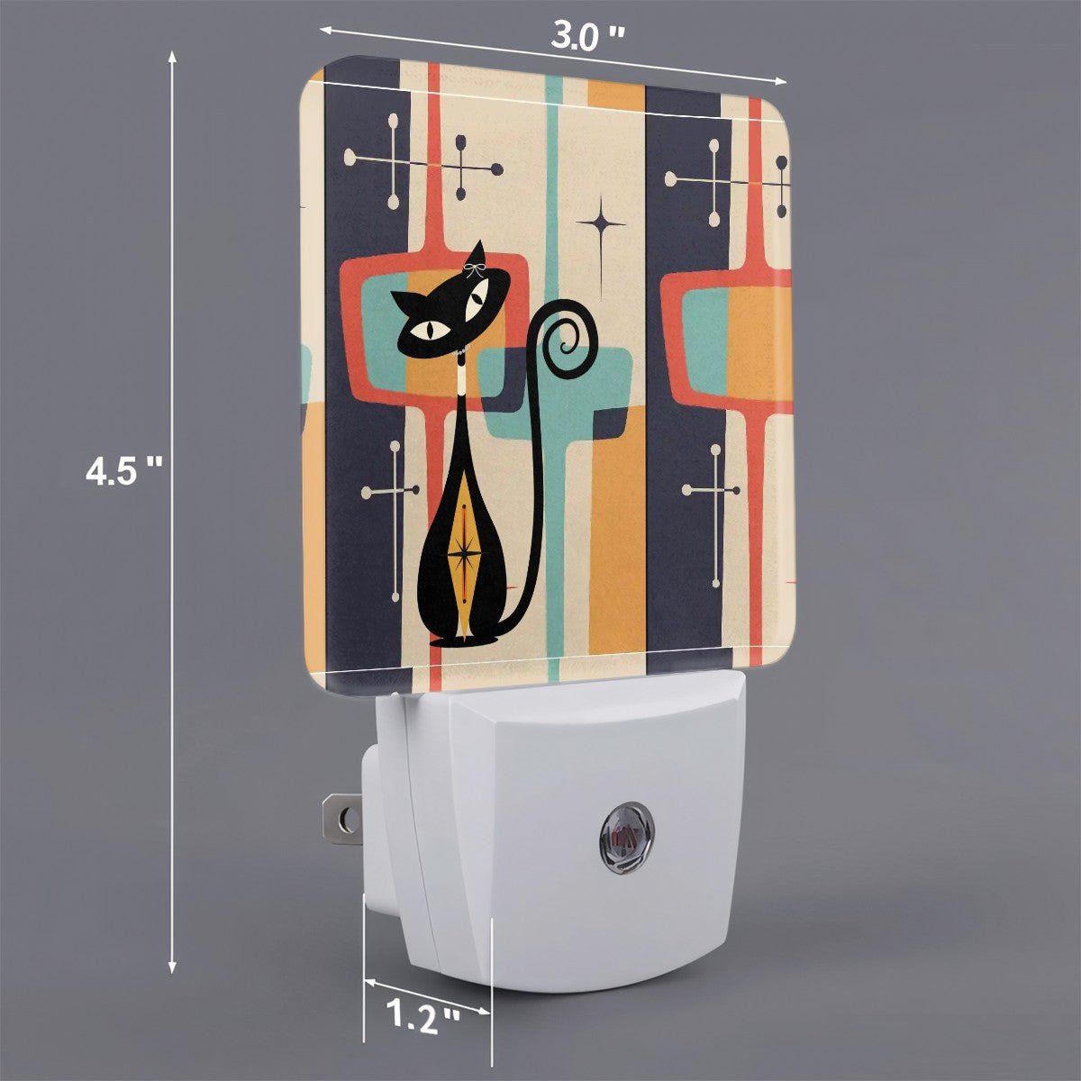 Kate McEnroe New York Atomic Cat Retro Night Light, Mid Century Modern 50s Kitsch Orange Aqua Plug In LightNight LightsCNujDYwdjy