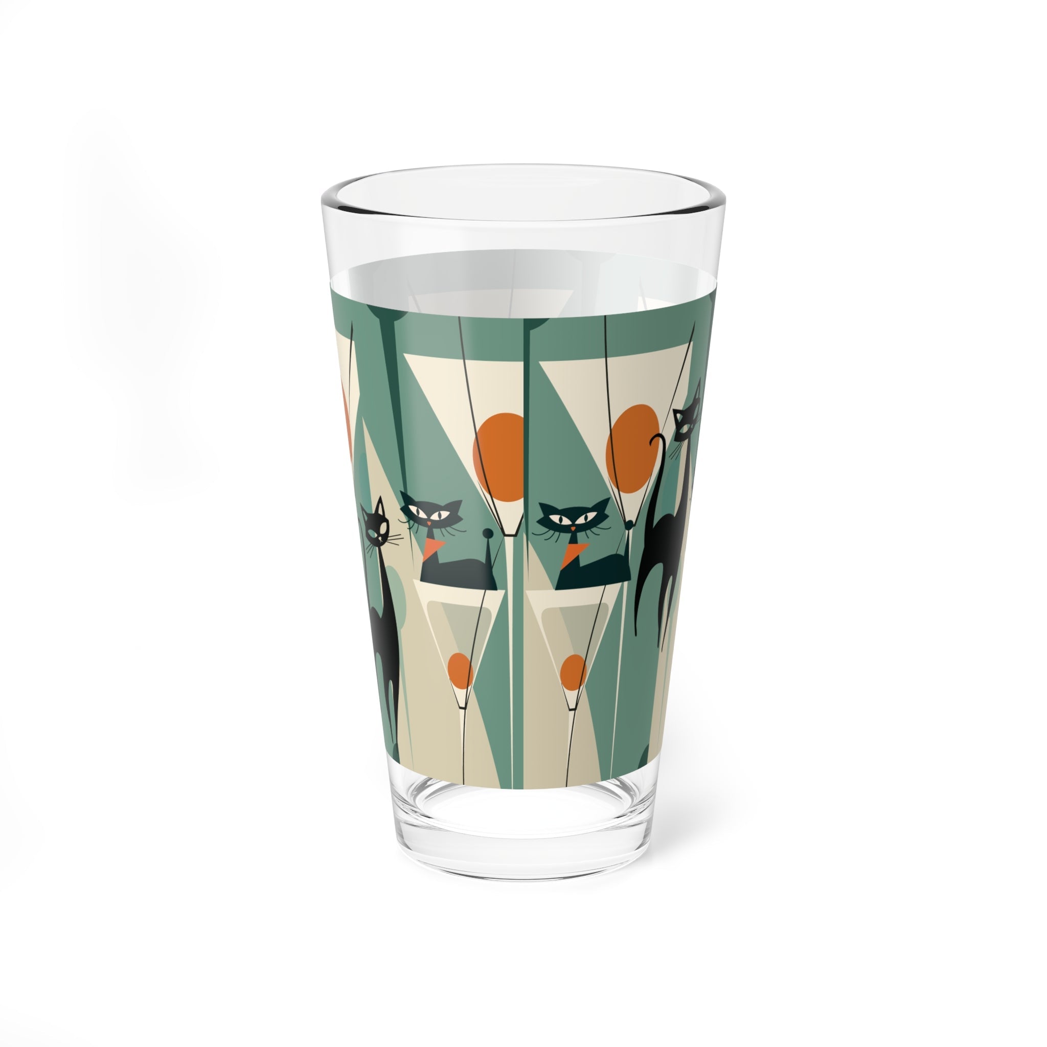 Kate McEnroe New York Atomic Cat Retro Pint Glass, Mid Century Modern Cocktail BarwarePint Glasses22636616001702118244